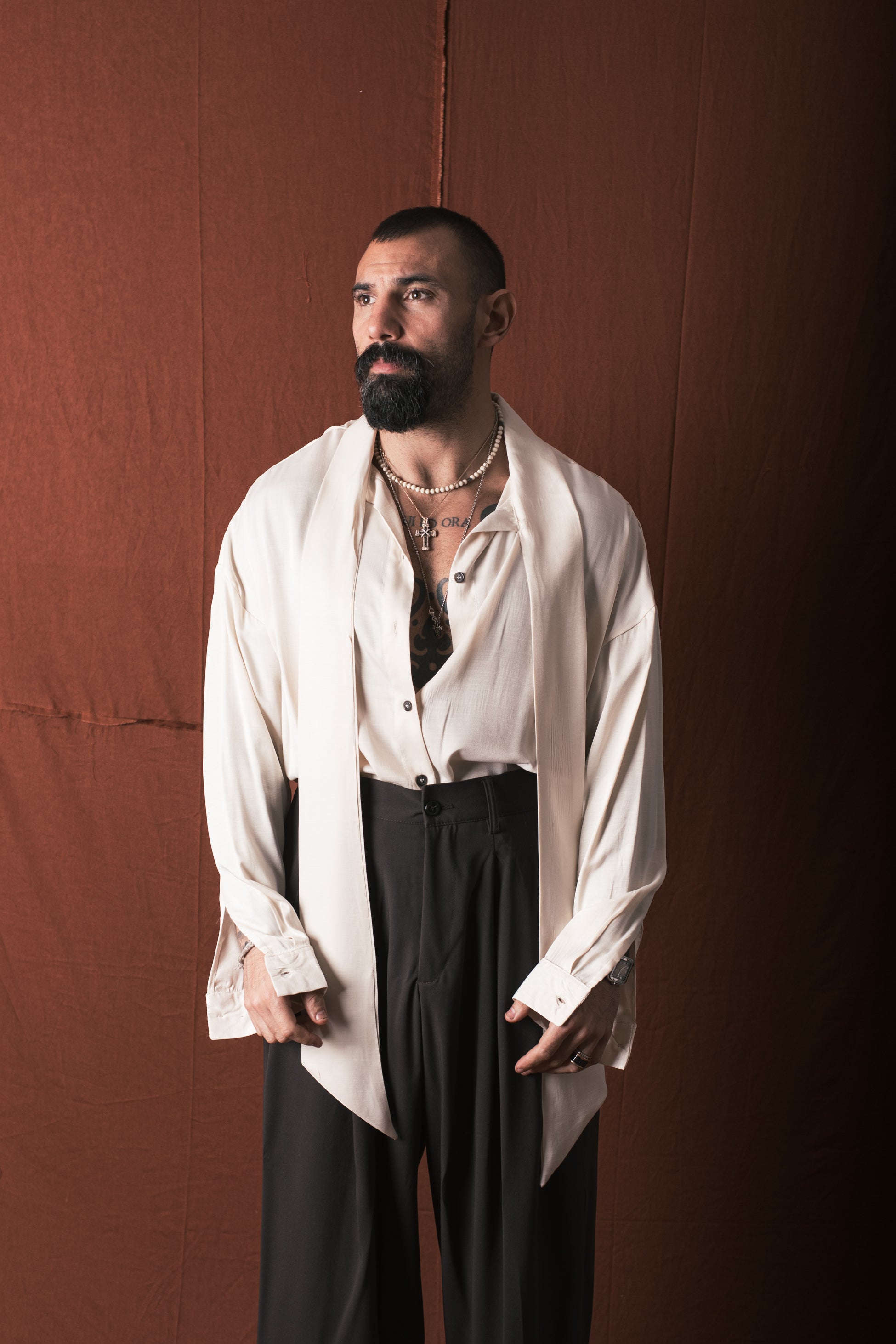 Camicia Con Foulard Avorio