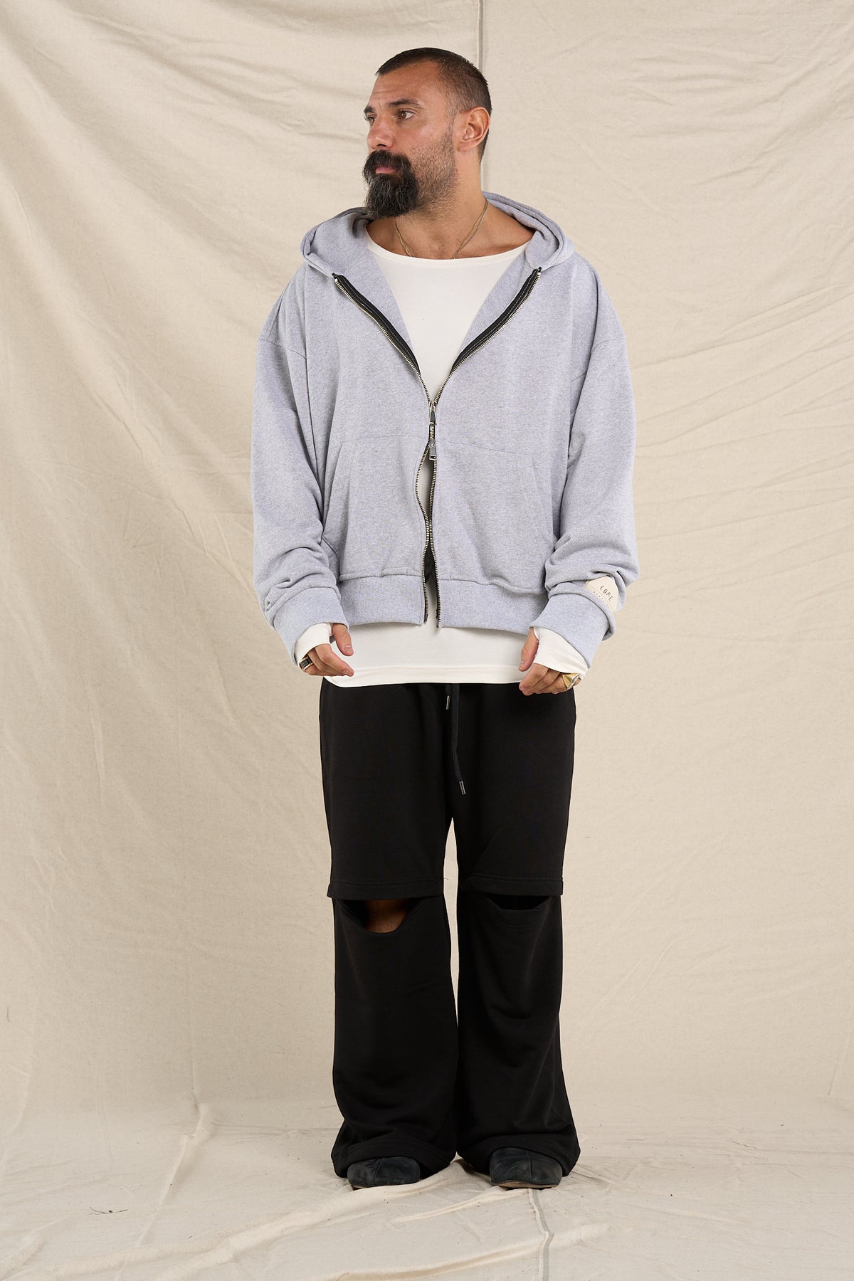 Felpa Cappuccio Zip Grigio