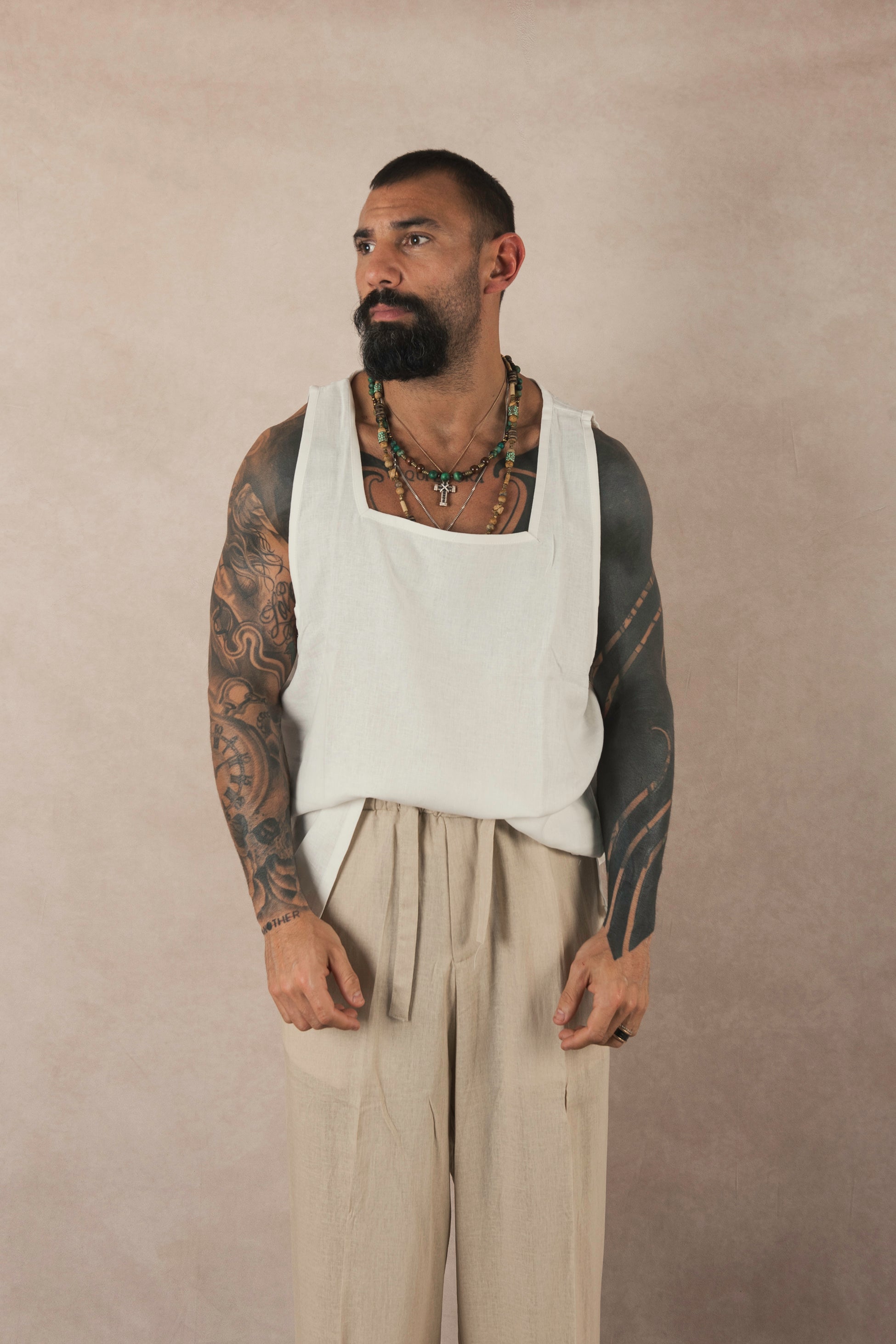 White Linen Tank Top