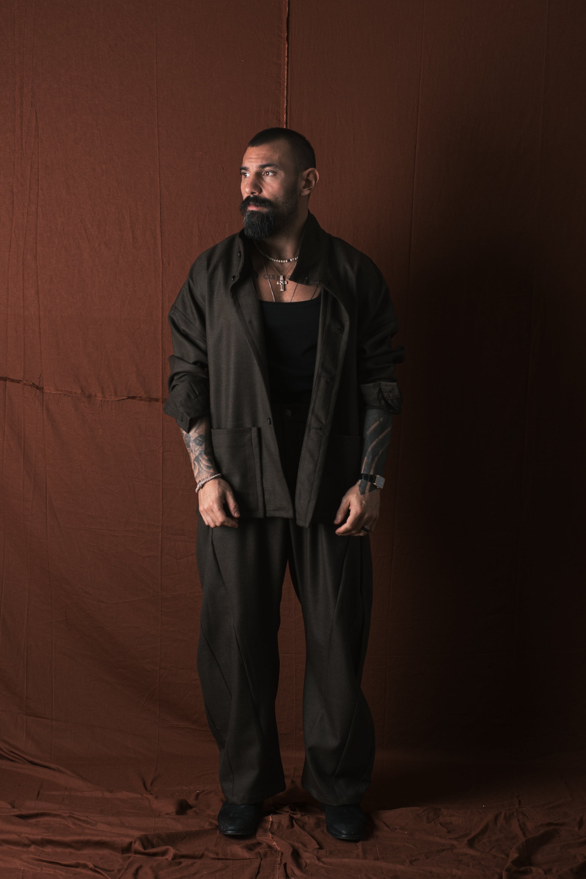 Giacca/Camicia In Lana moro