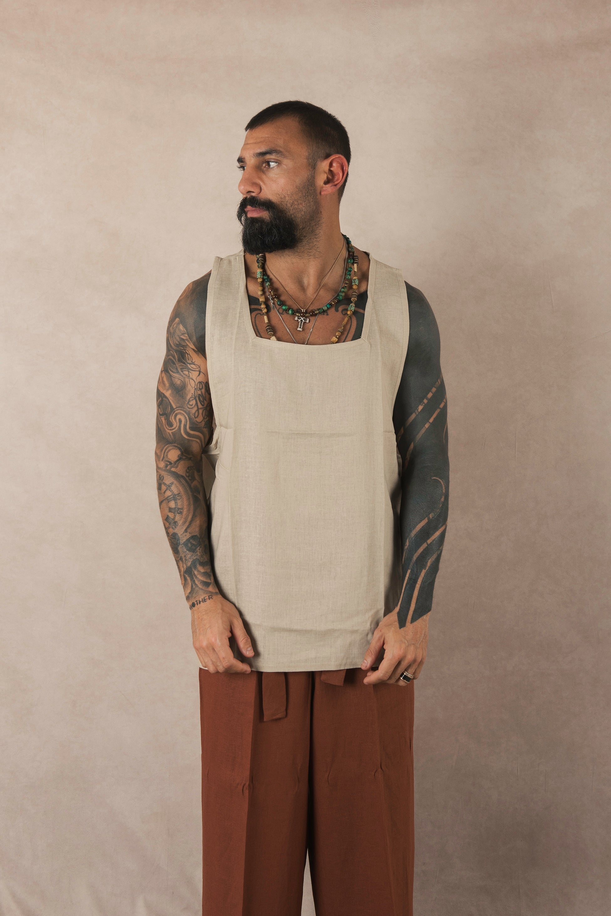 Beige Linen Tank Top