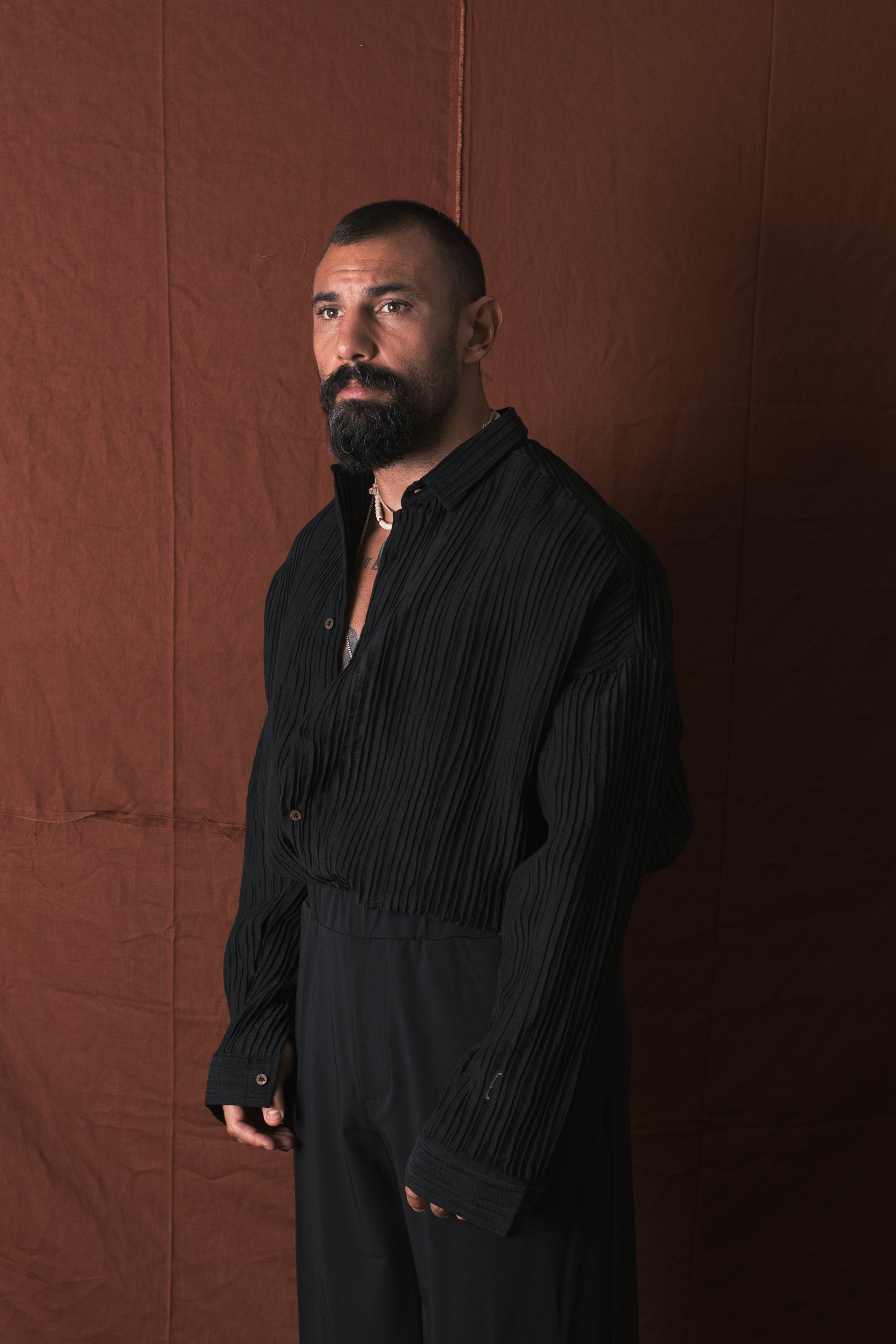 Camicia Plissettata Nero