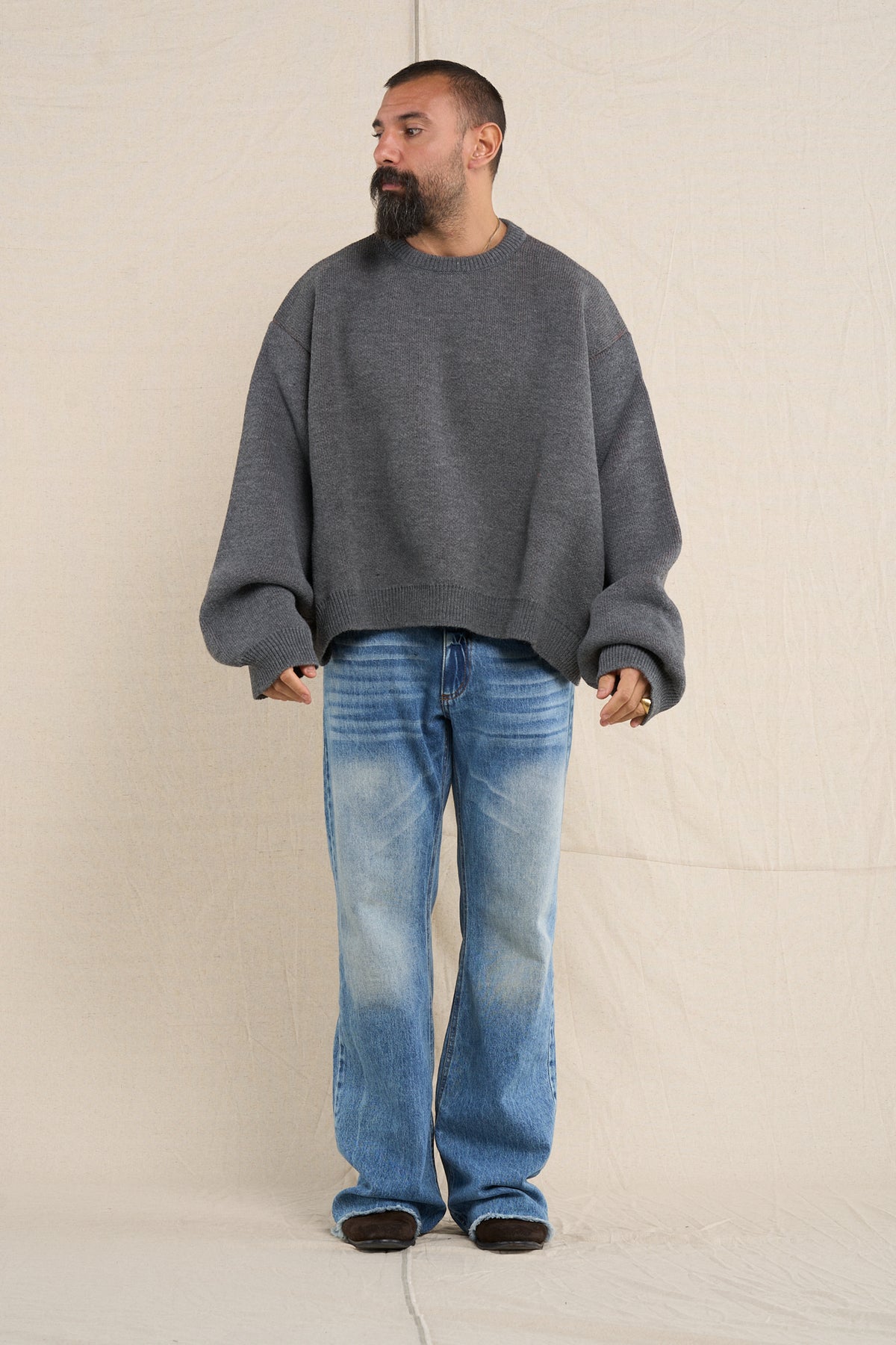Maglione BigOver In Lana Grigio