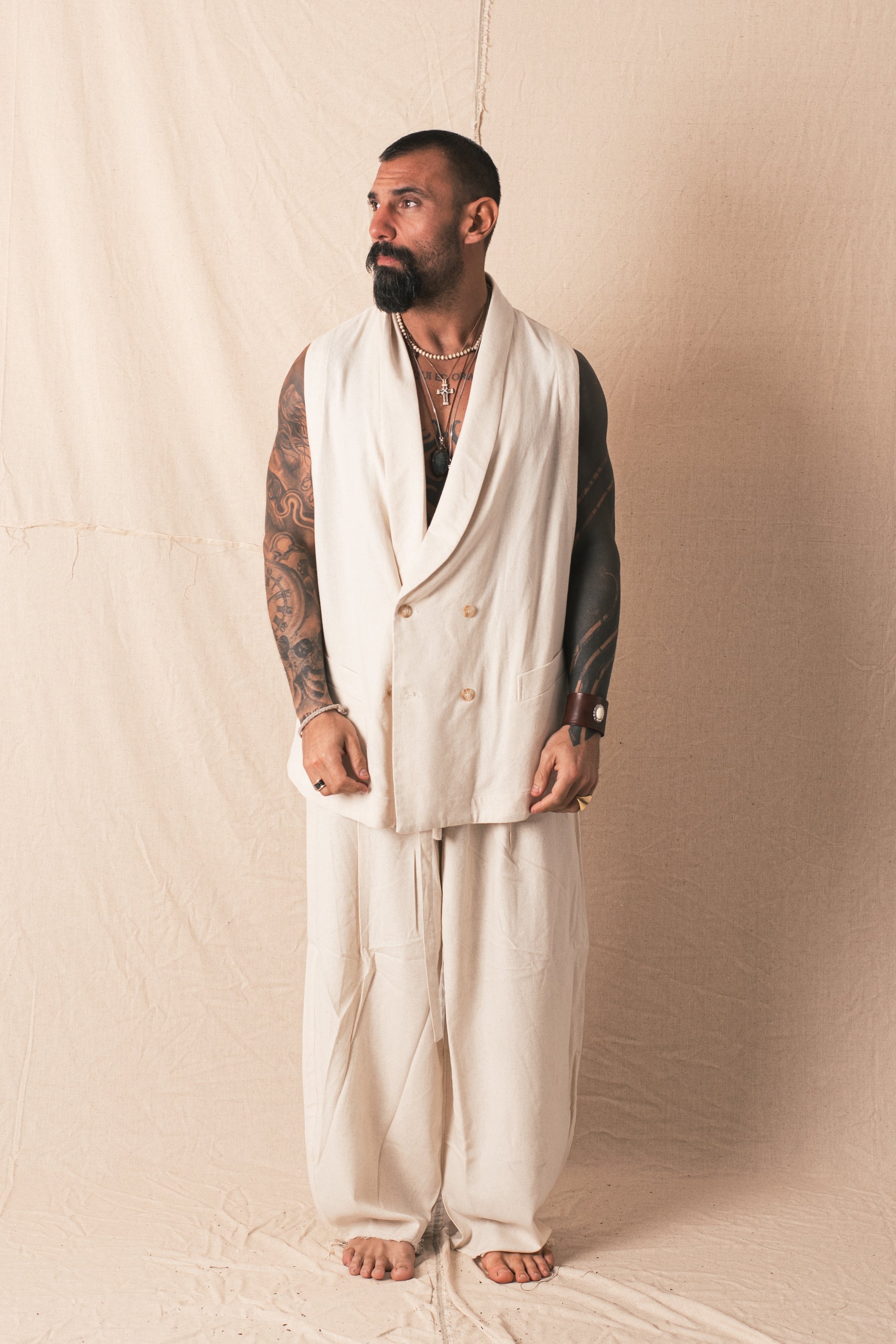 Smanicato DoppioPetto Naturale In Lino