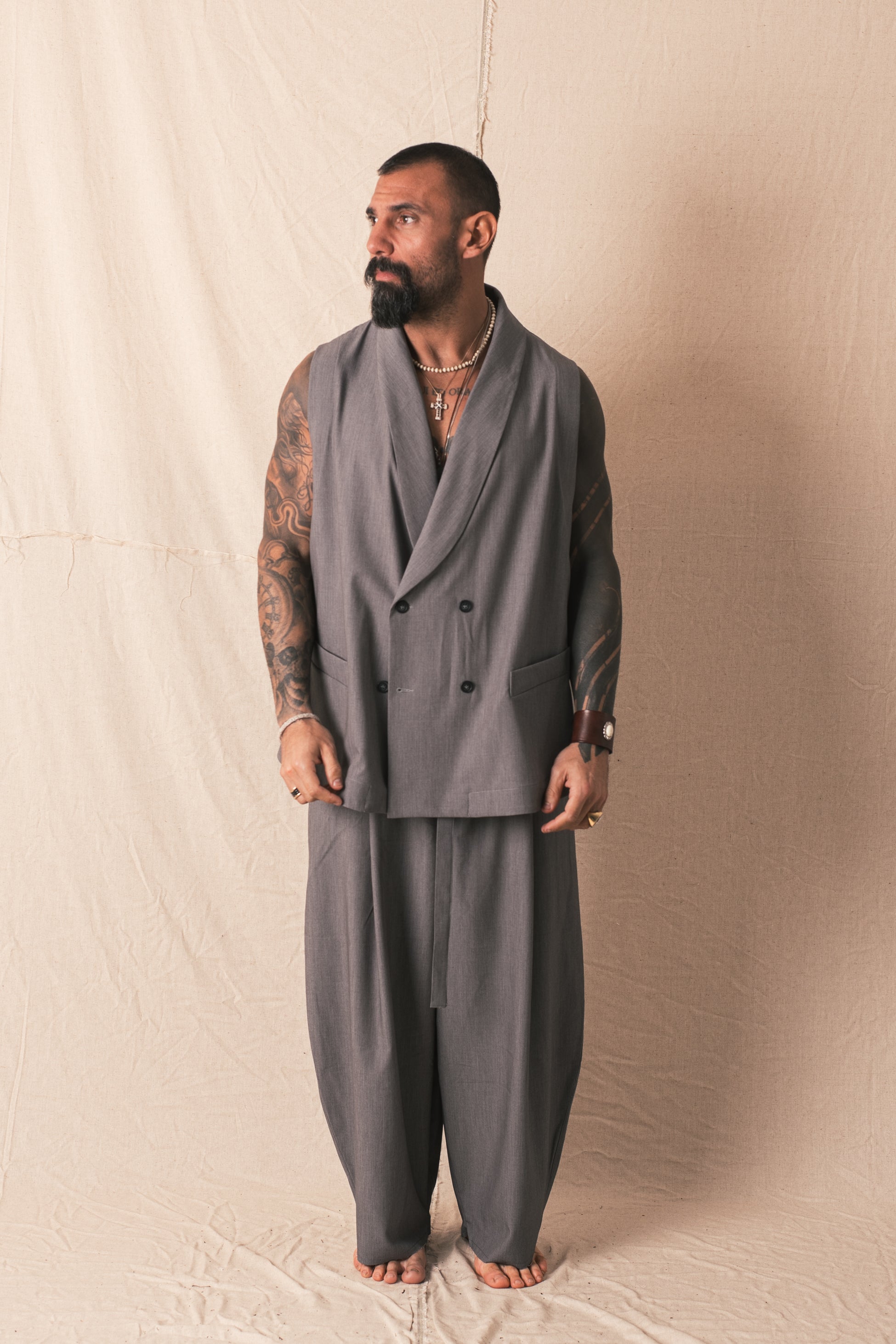 Smanicato Doppio Petto Classico Grigio