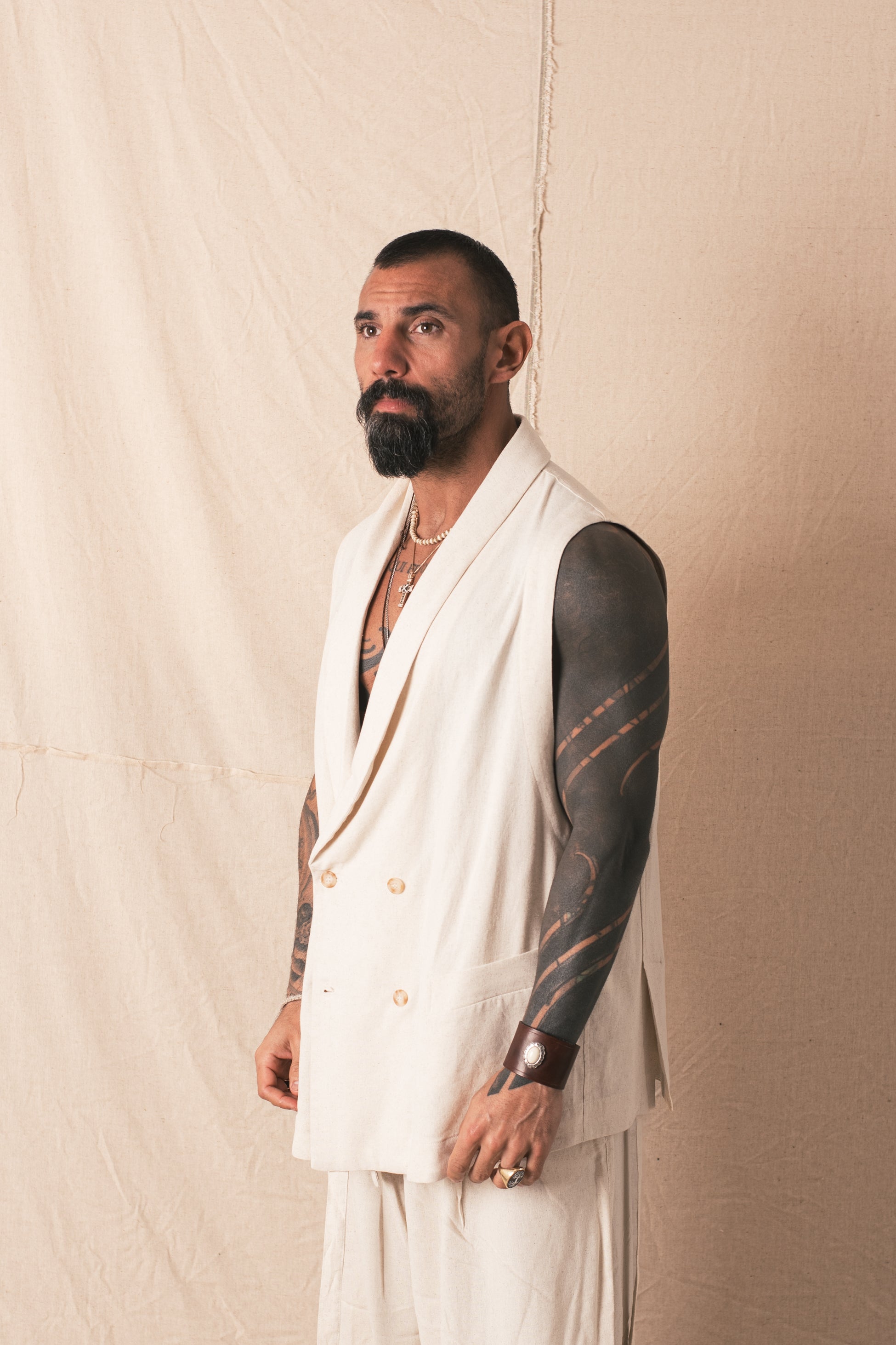 Smanicato DoppioPetto Naturale In Lino