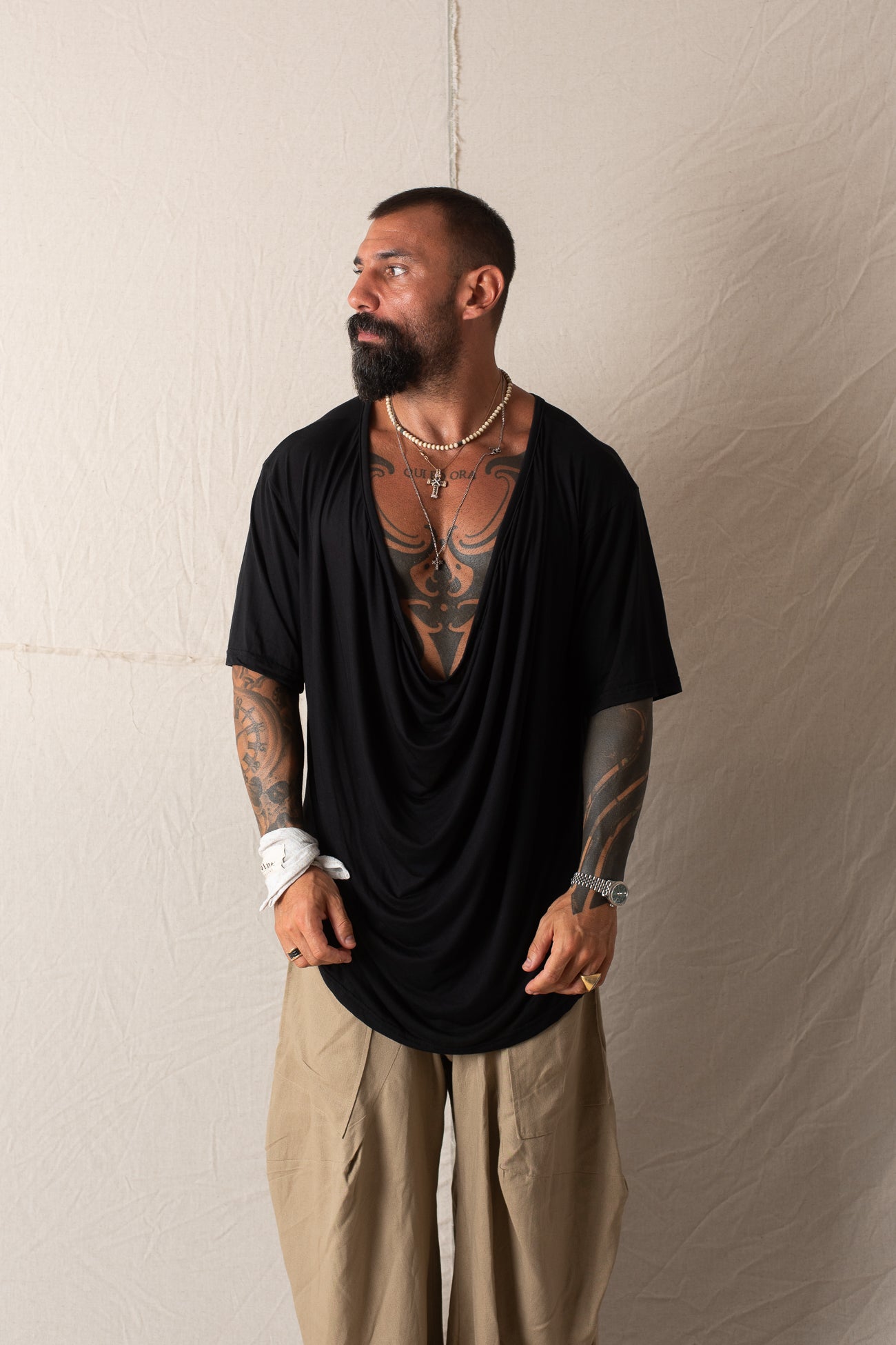 T-Shirt Sciallata Nero