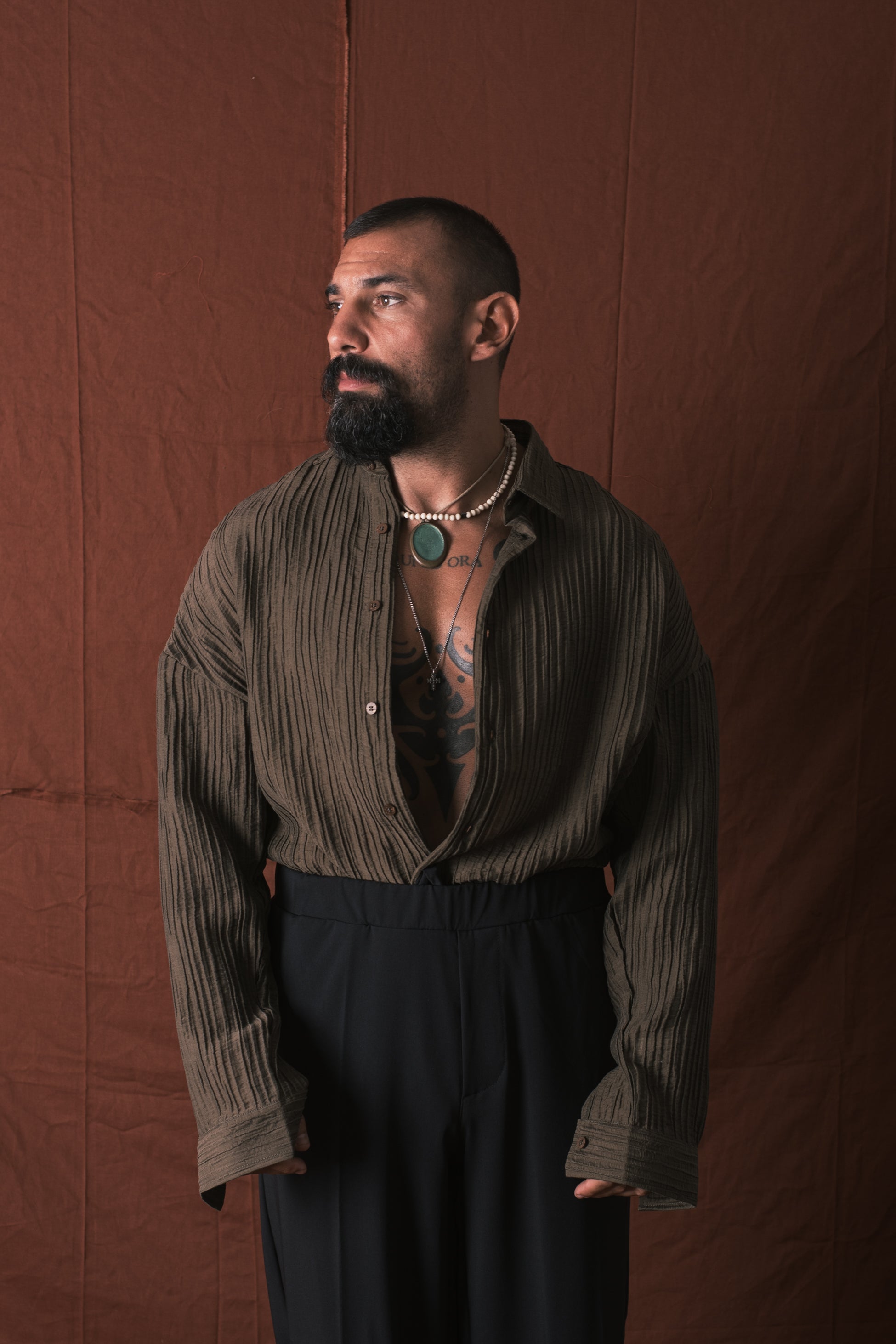 Camicia Plissettata Taupe