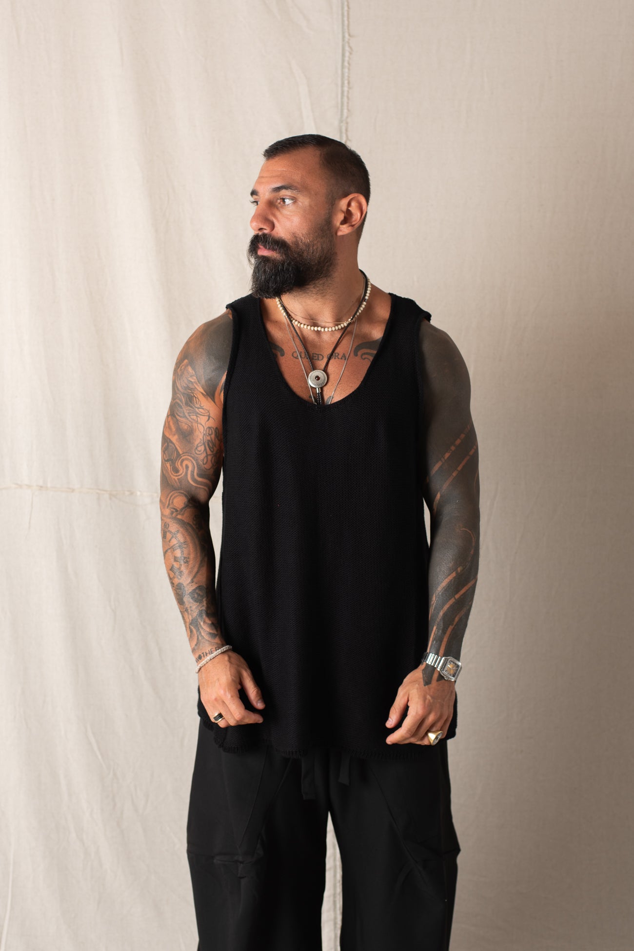 Canotta In Maglia Nero