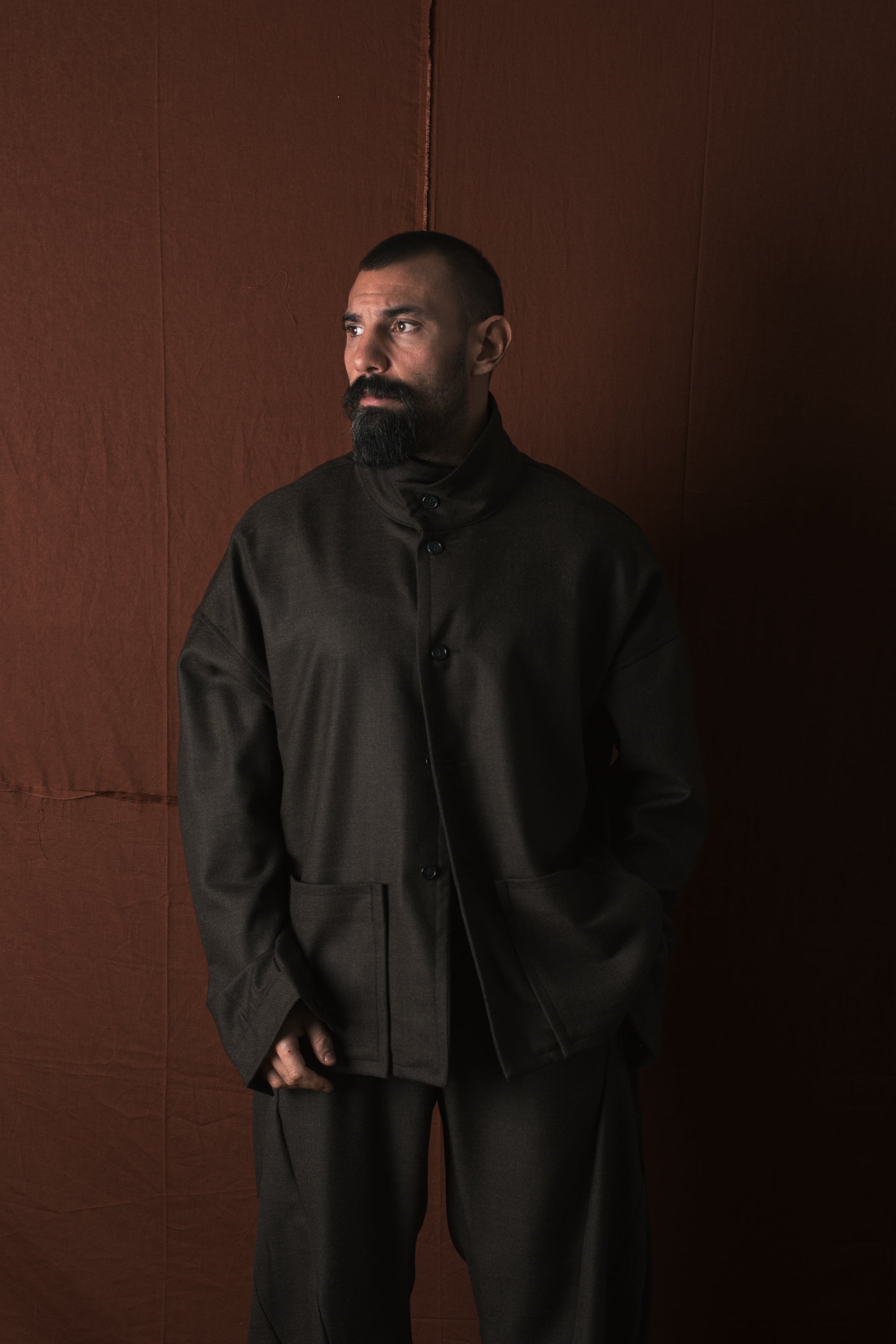 Giacca/Camicia In Lana moro