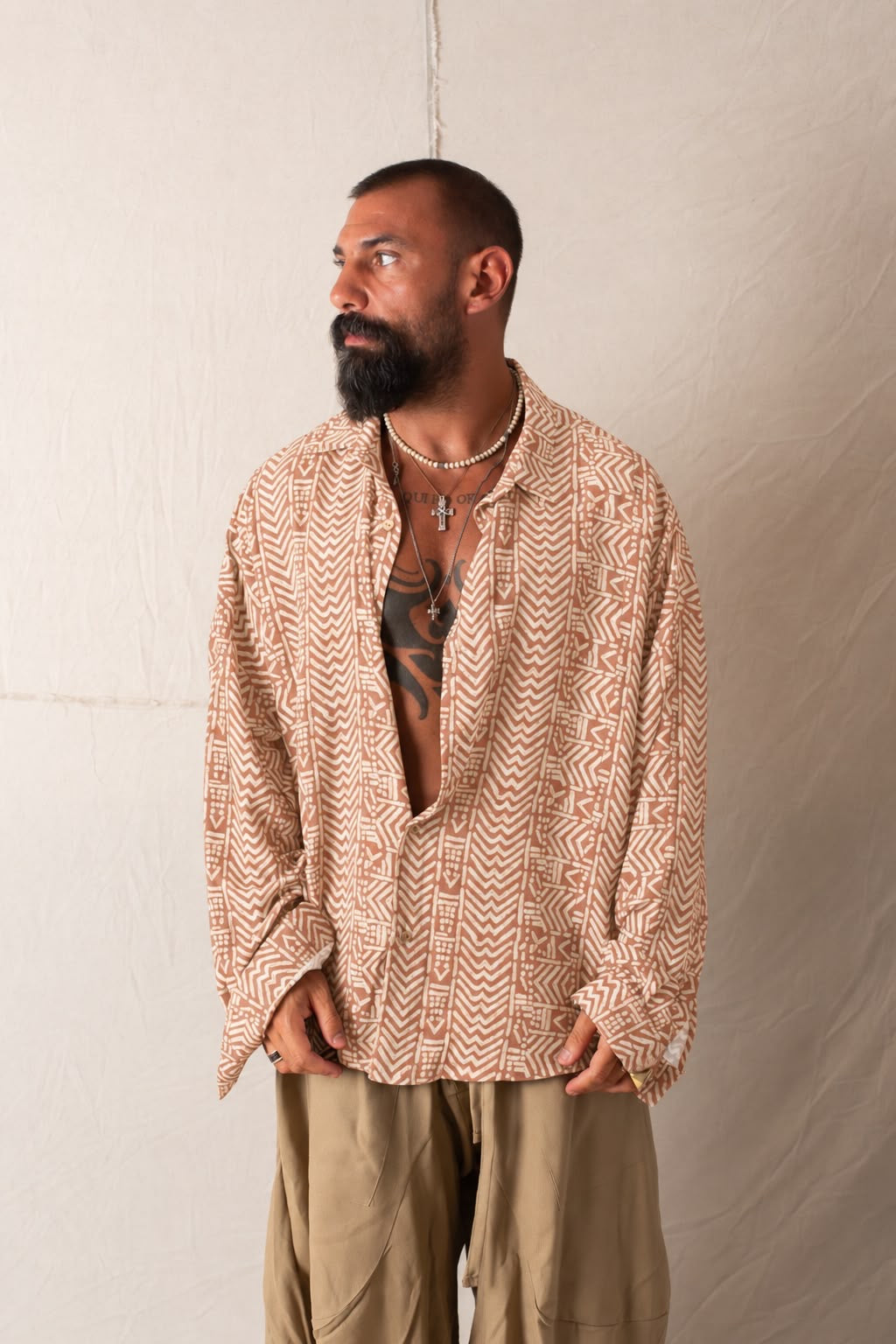 Shirt BigOver Savan Bianco/Beige