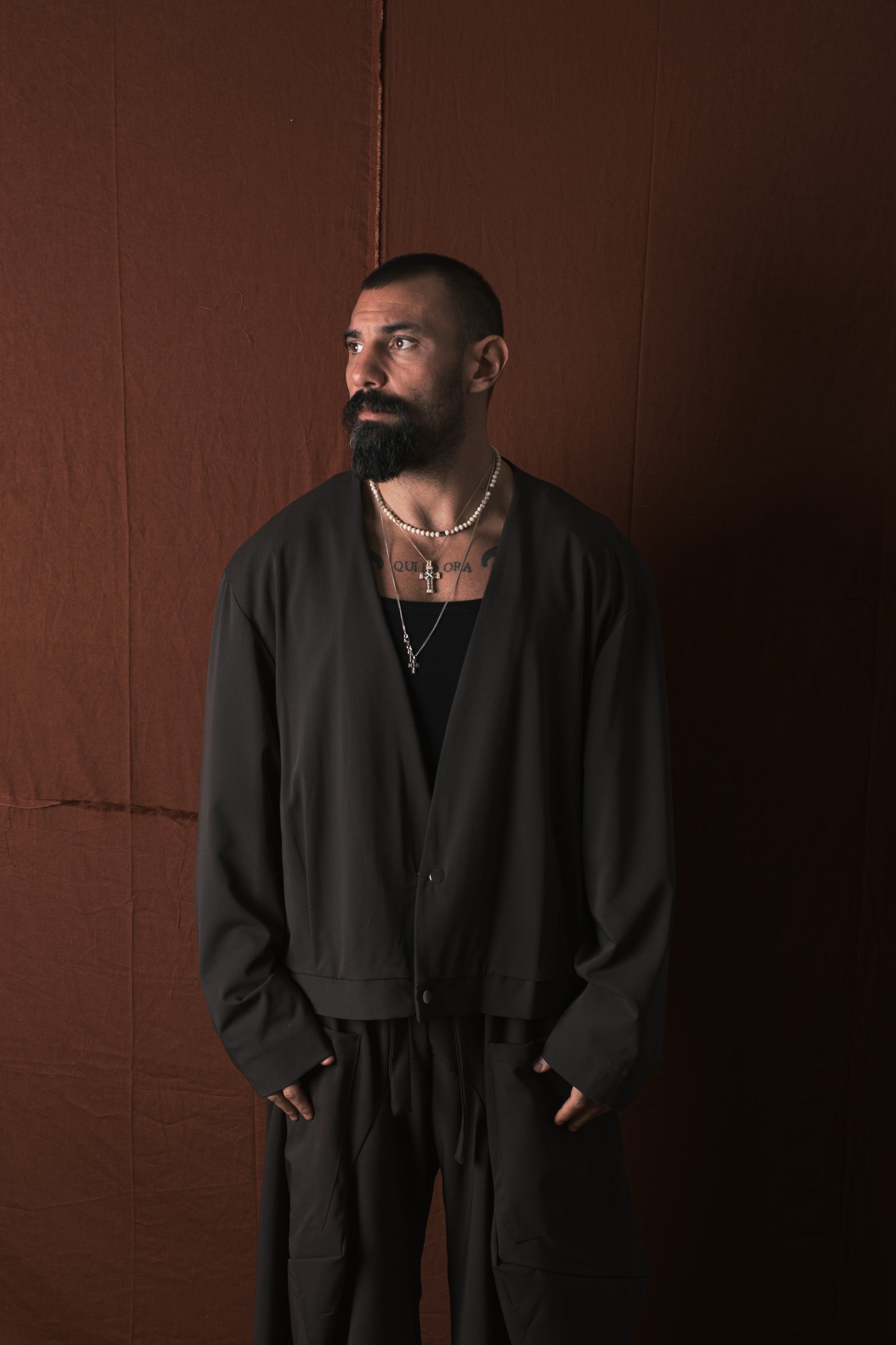 Giacca Crop Oversize Moro