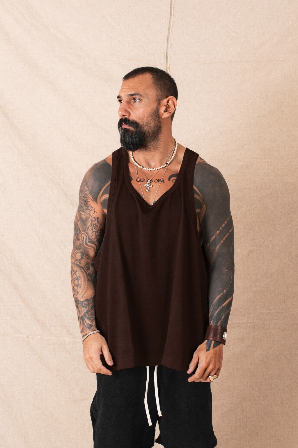 Camiseta sin mangas de canalé blanca