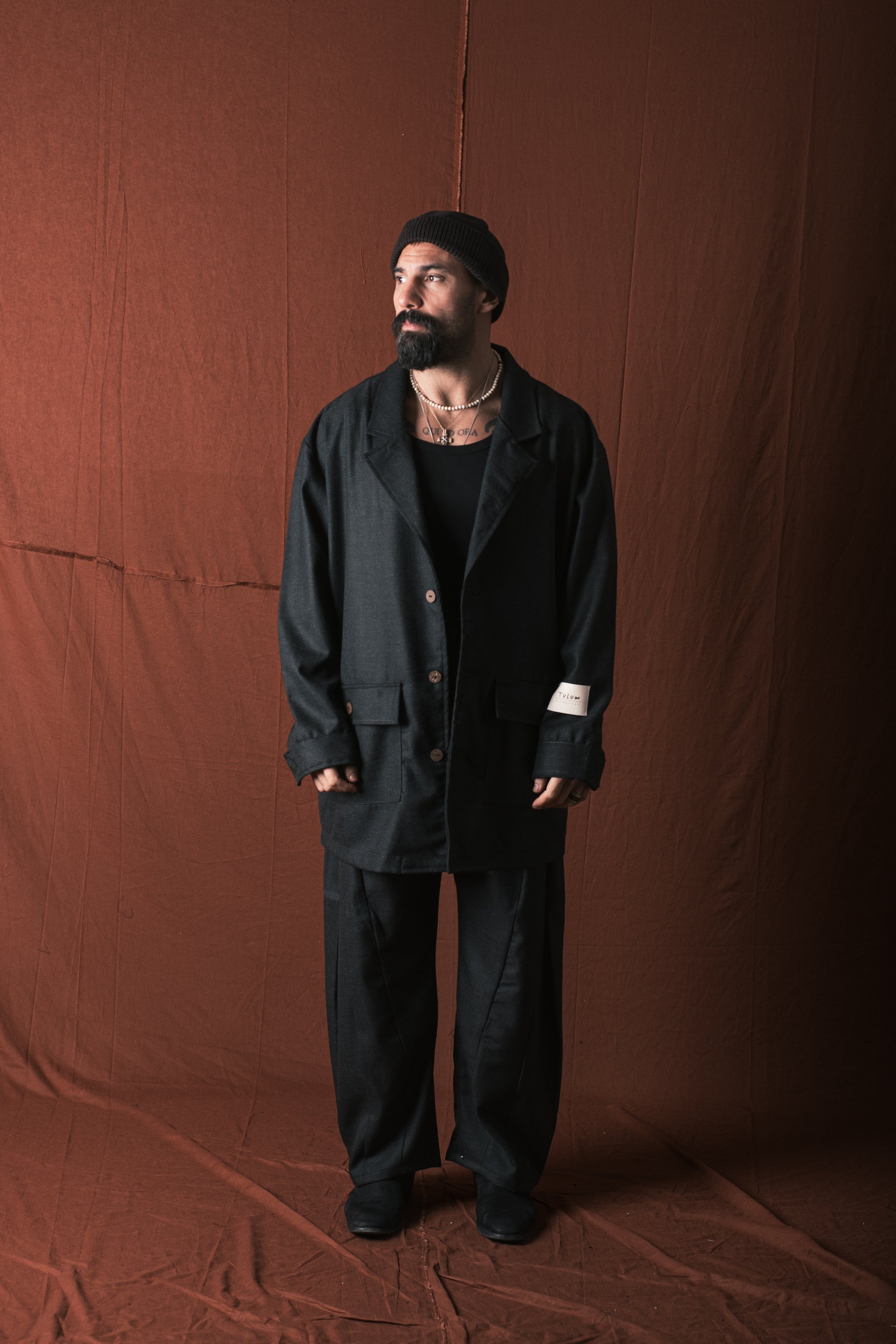 Giaccone in Lana Nero