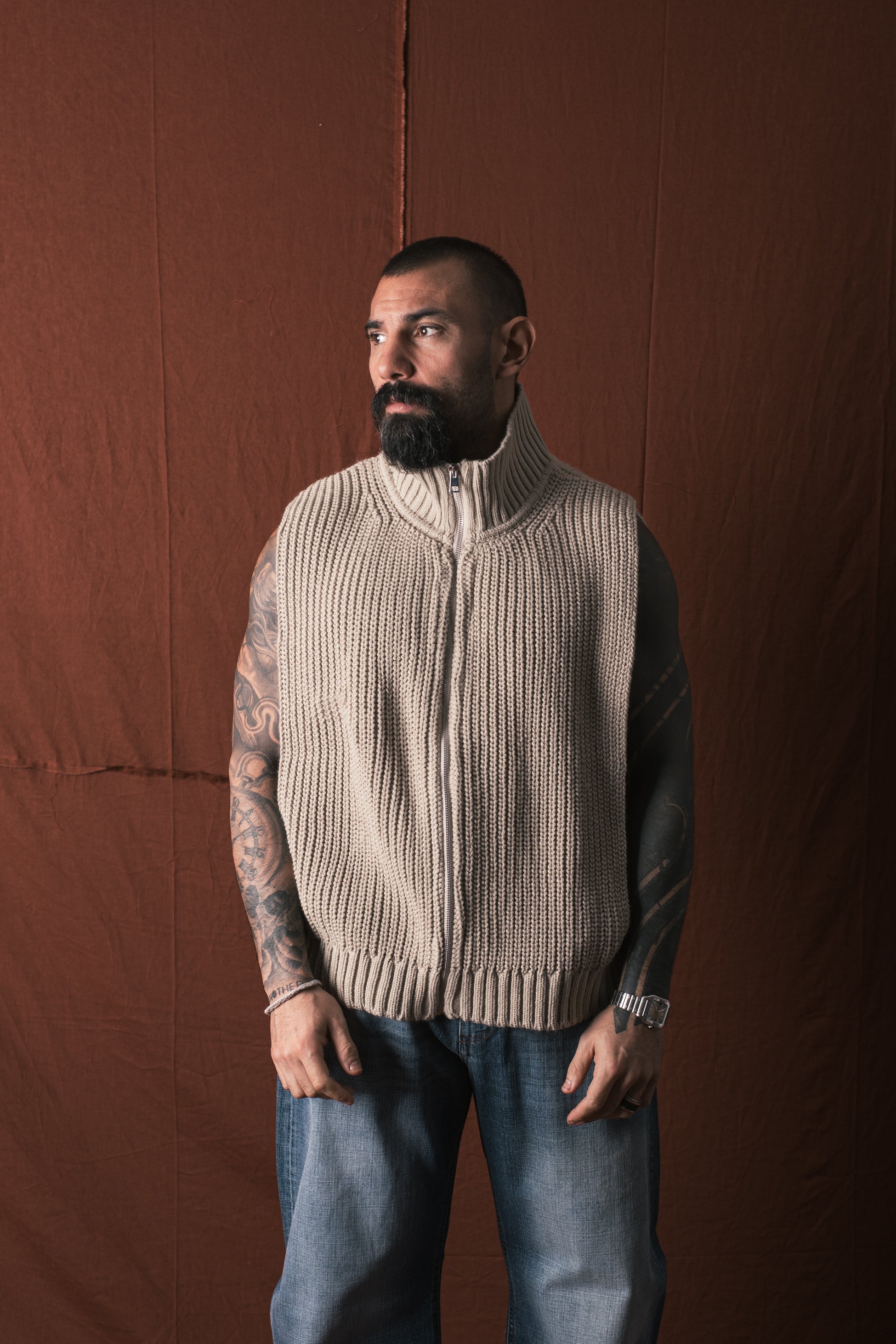 Smanicato Zip In Lana Corda