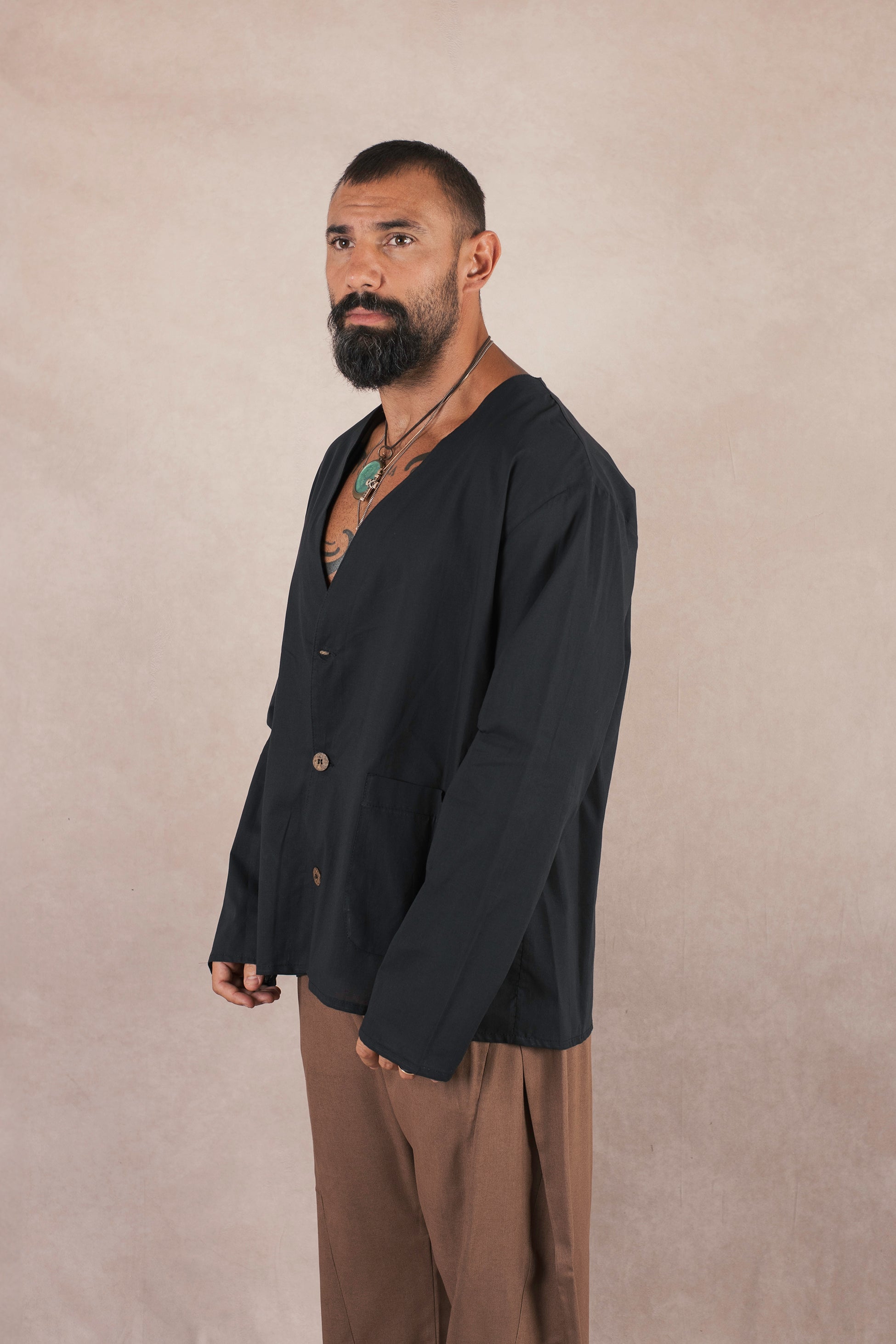Camicia 3 bottoni In cotone nero