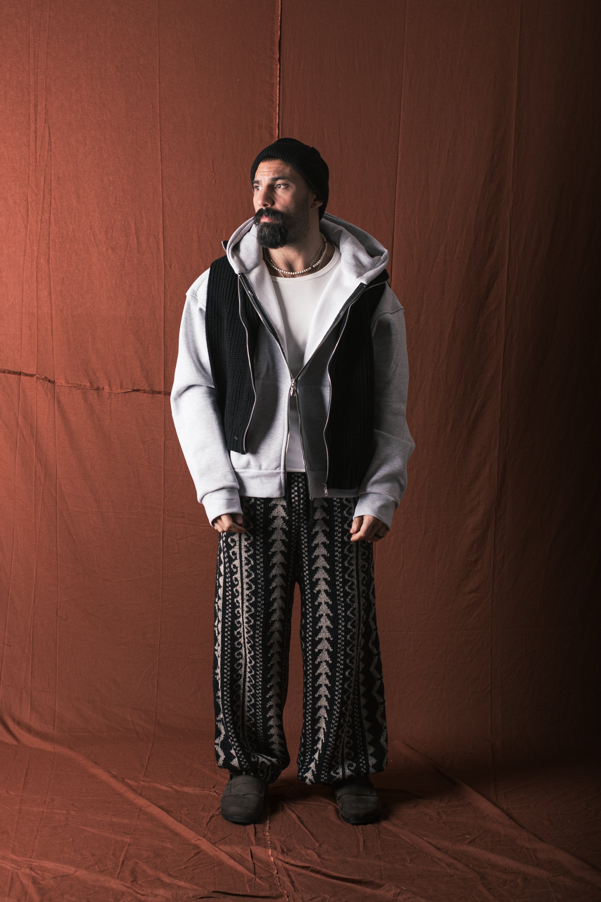 Felpa Cappuccio Con Zip Grigio