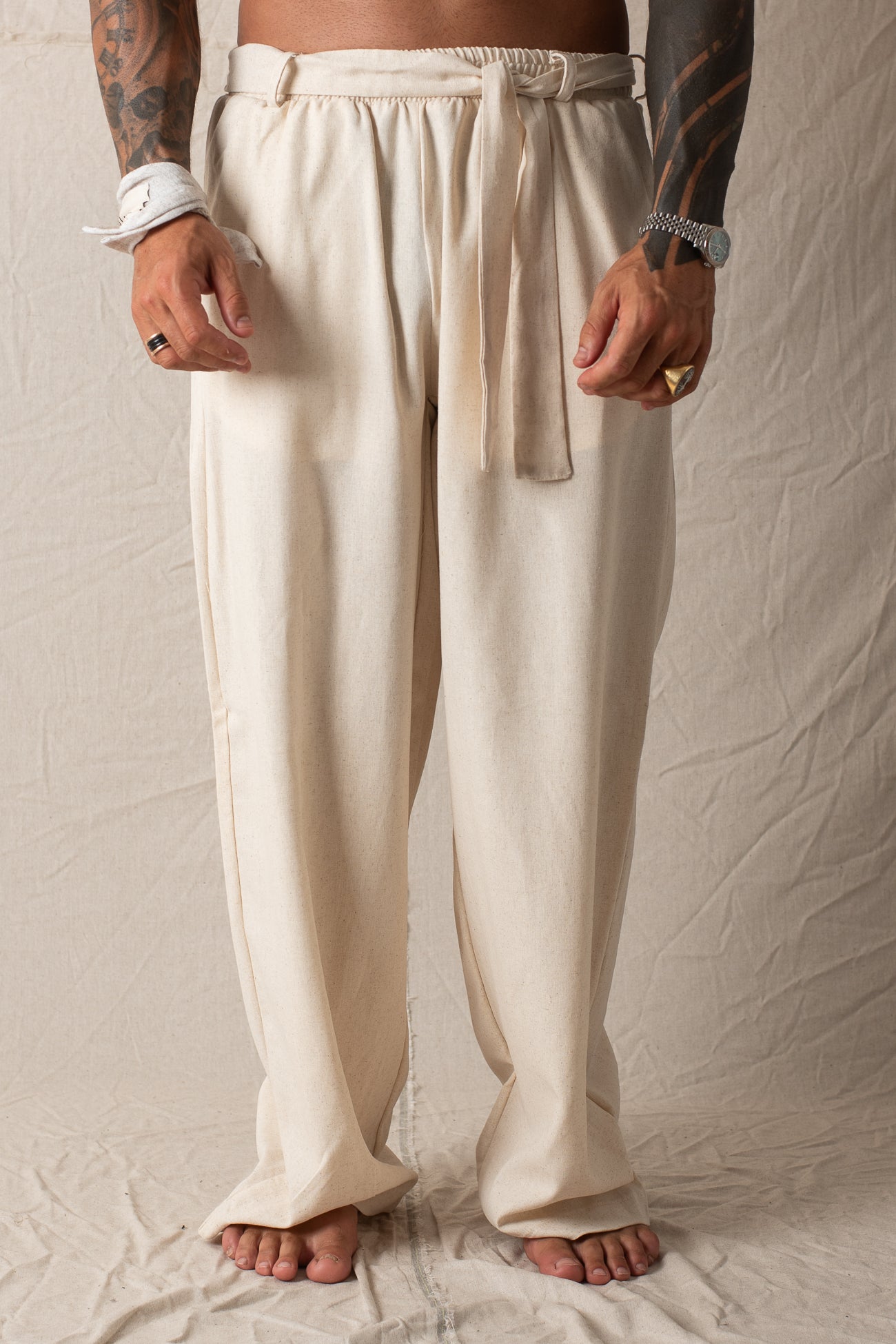 Pantalone Palazzo con Cintura Naturale
