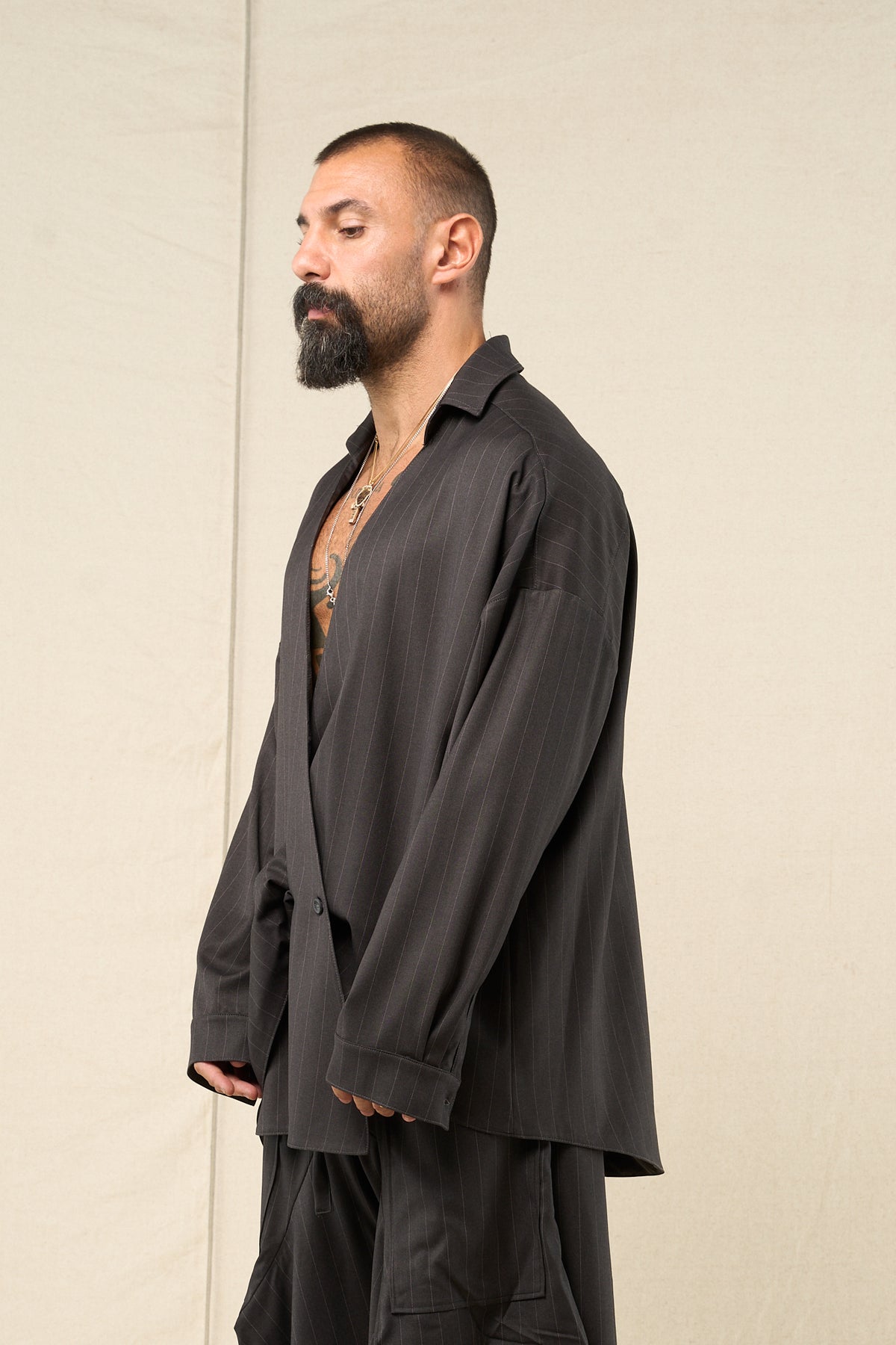 Blazer incrocio Gessato Antracite
