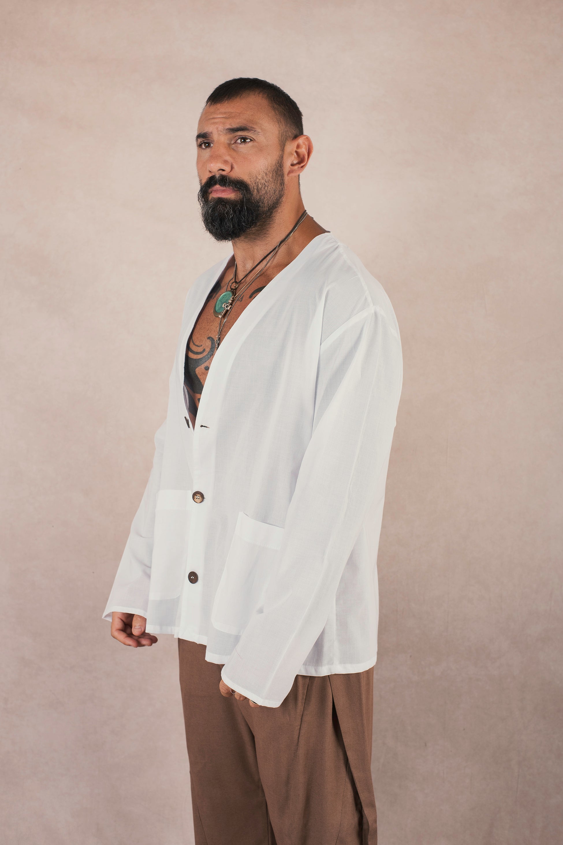 Camicia 3 bottoni In cotone bianco