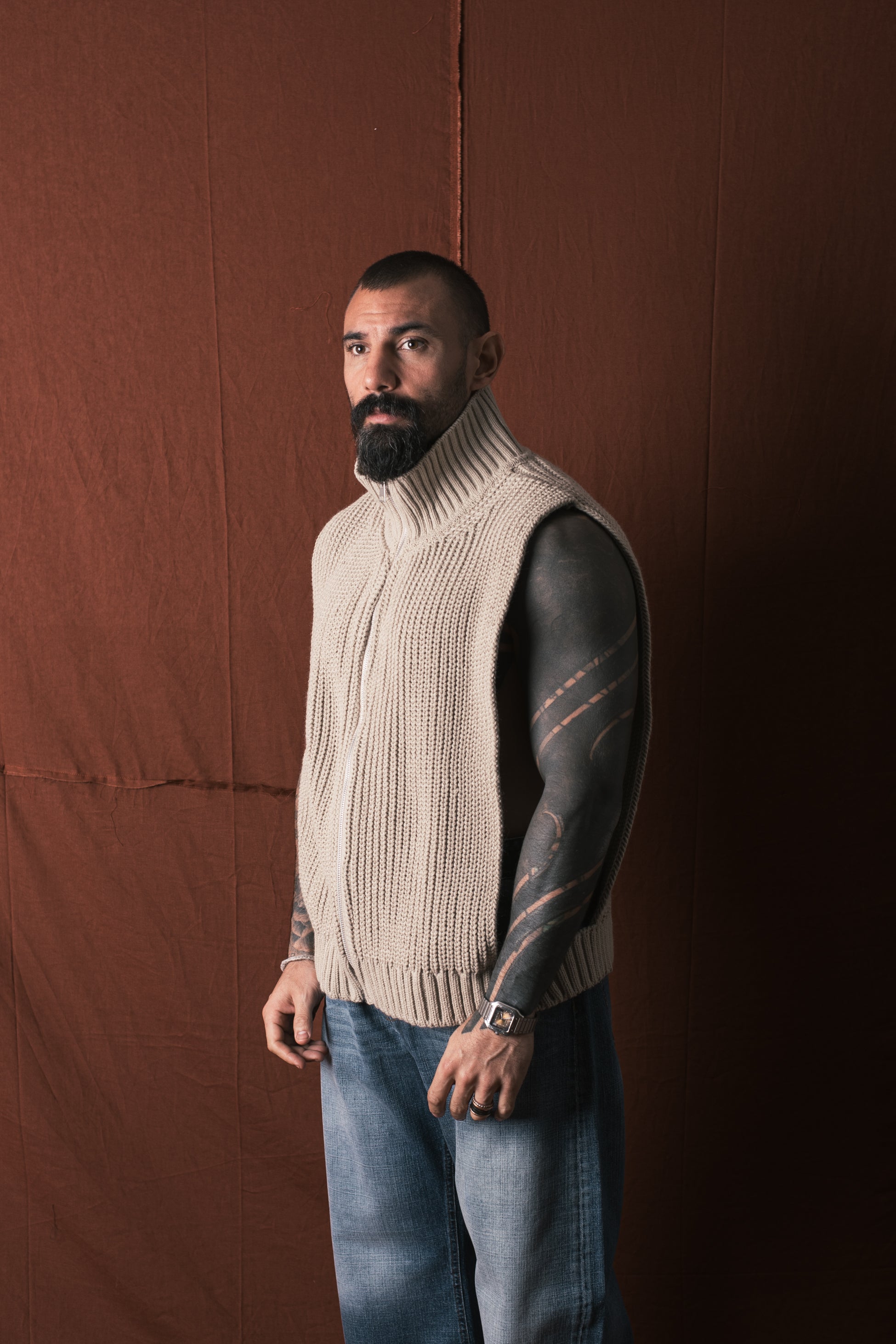 Smanicato Zip In Lana Corda