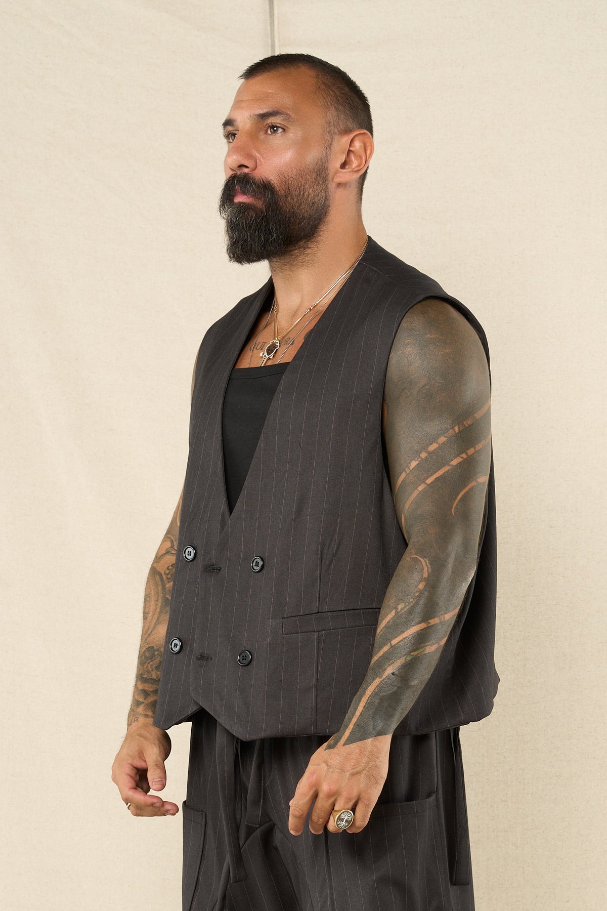 Gilet Gessato Antracite