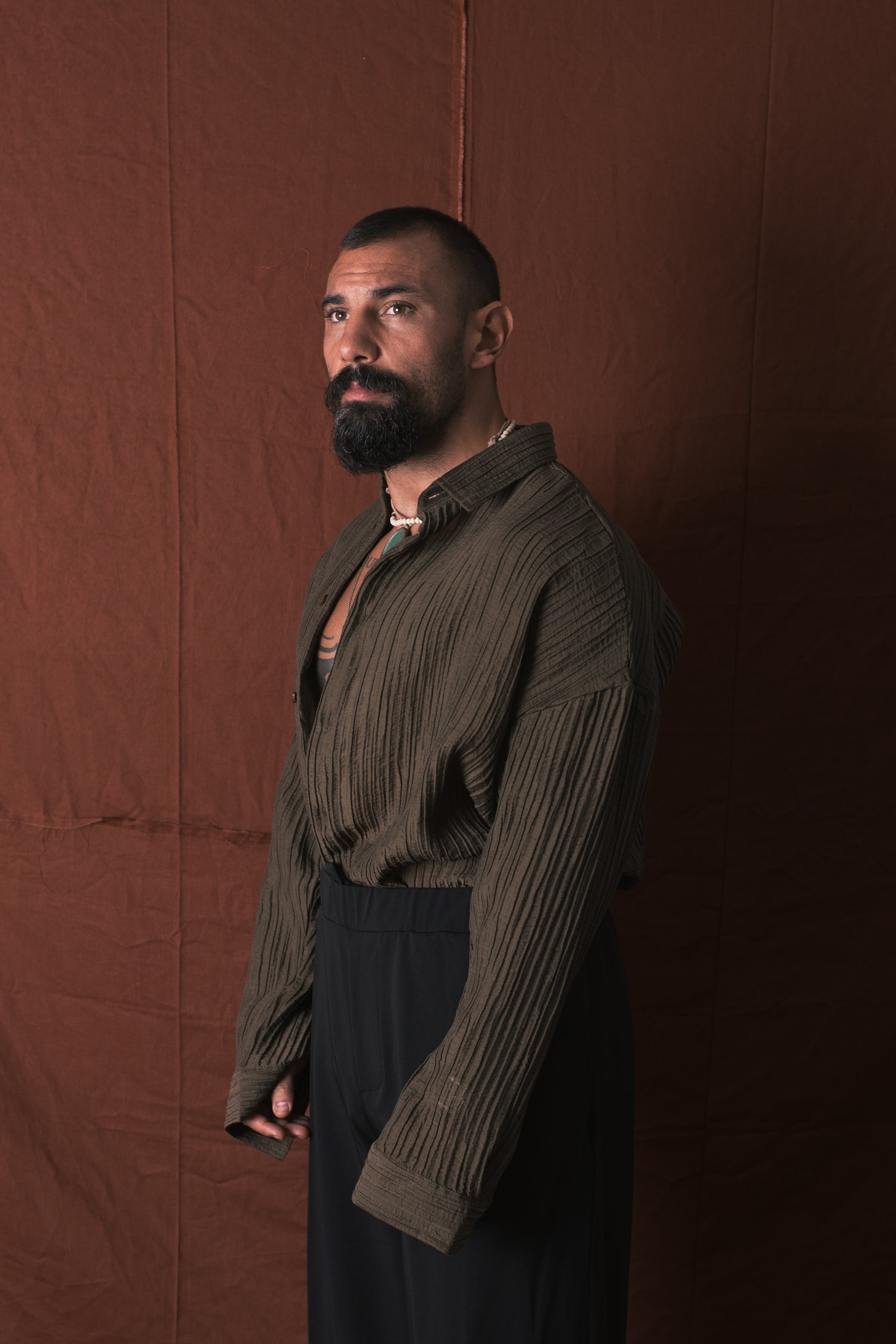 Camicia Plissettata Taupe
