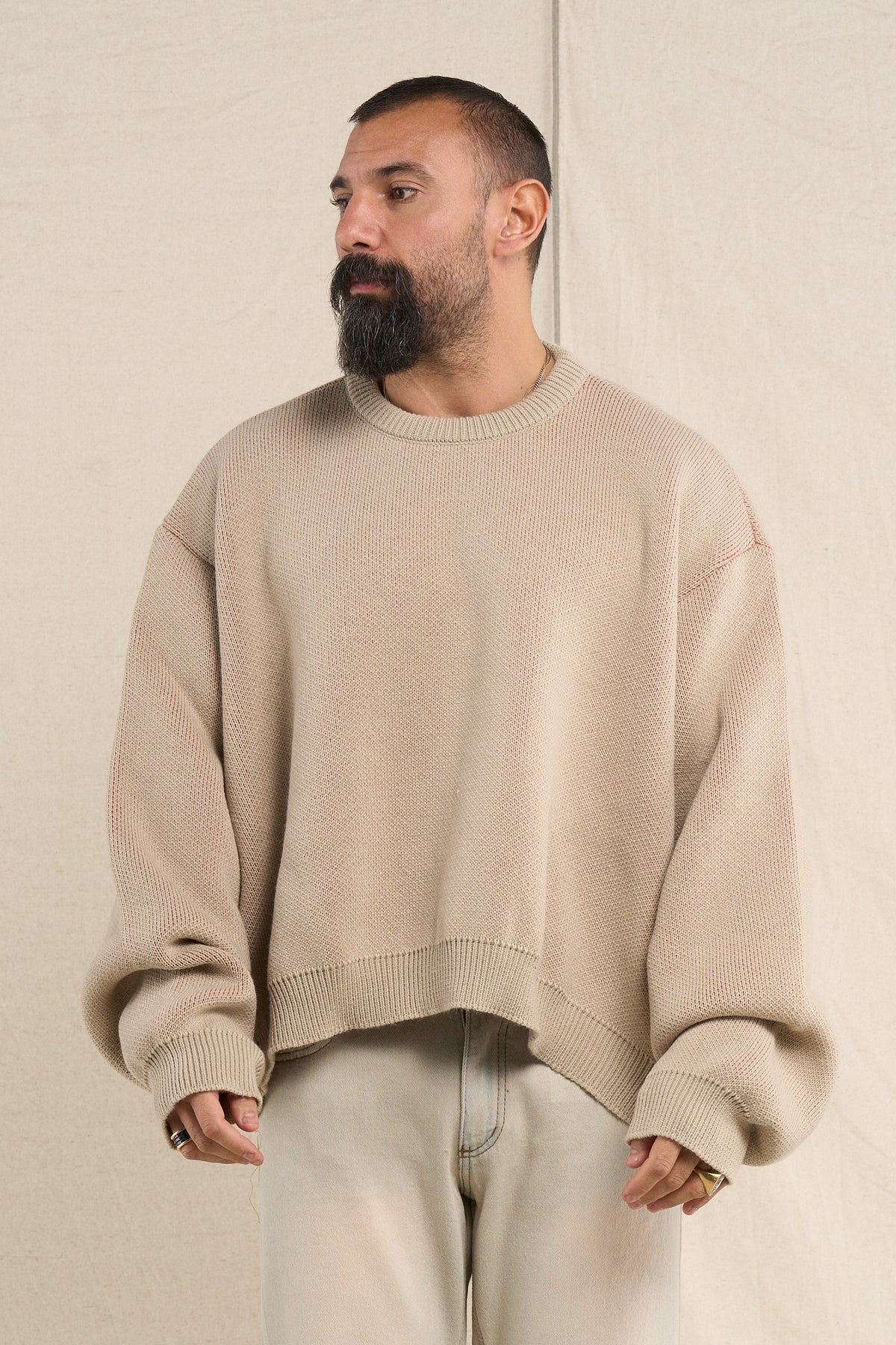 Maglione BigOver In Lana Greige