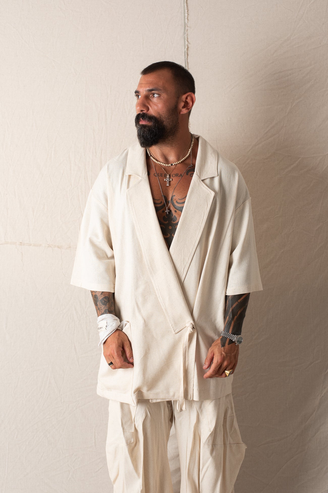 Giacca Camicia Mezza Manica Naturale