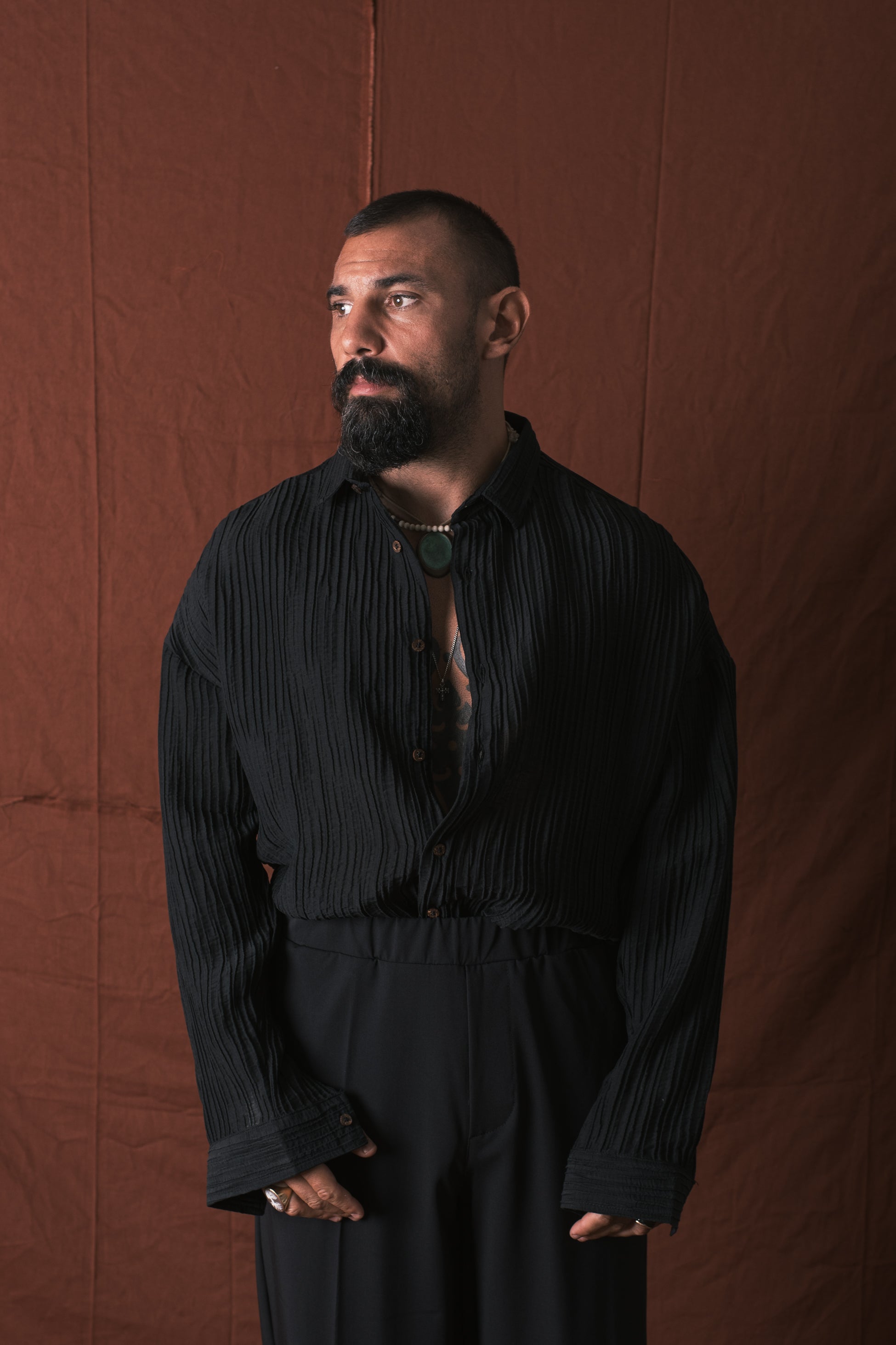 Camicia Plissettata Nero