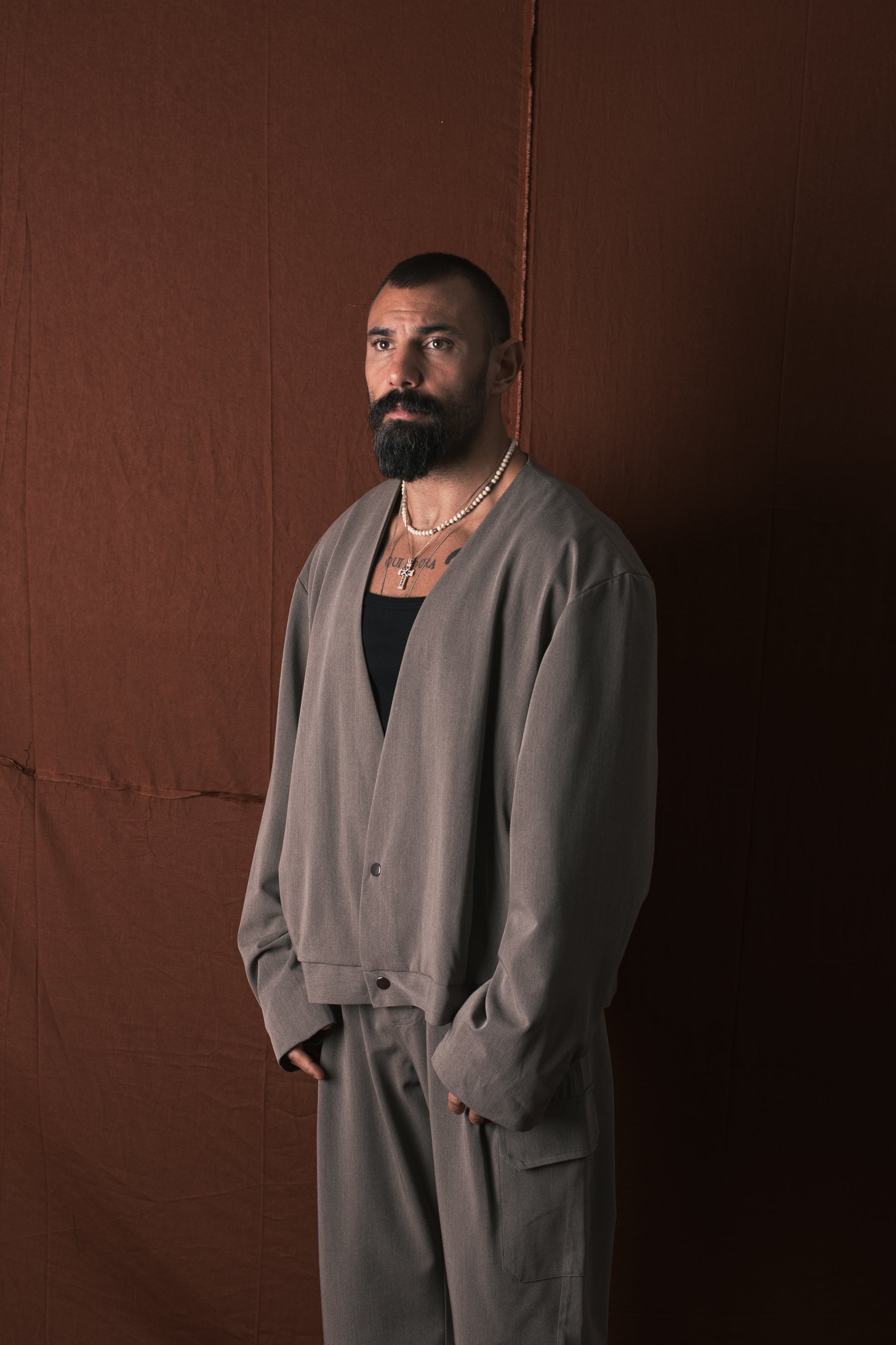 Giacca Crop Oversize Taupe