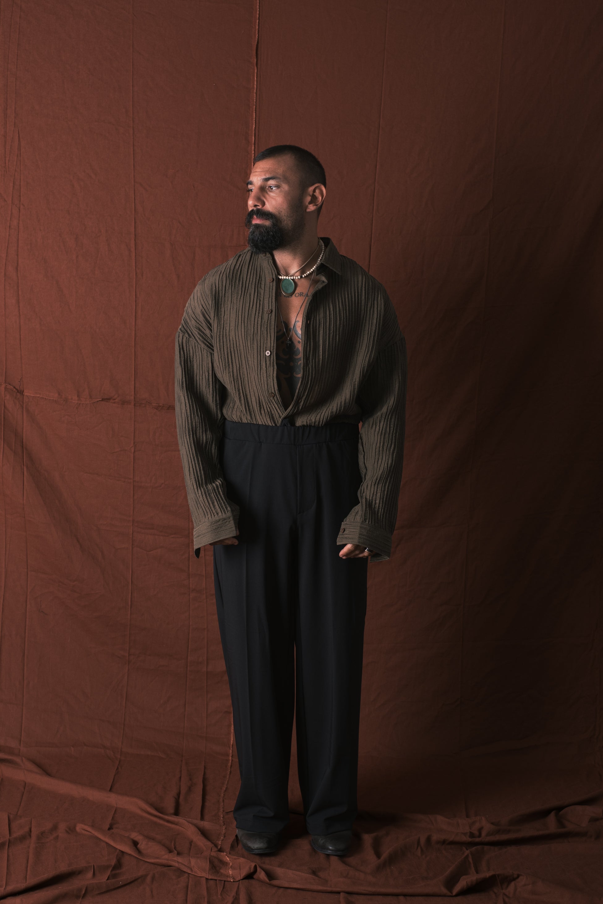 Camicia Plissettata Taupe