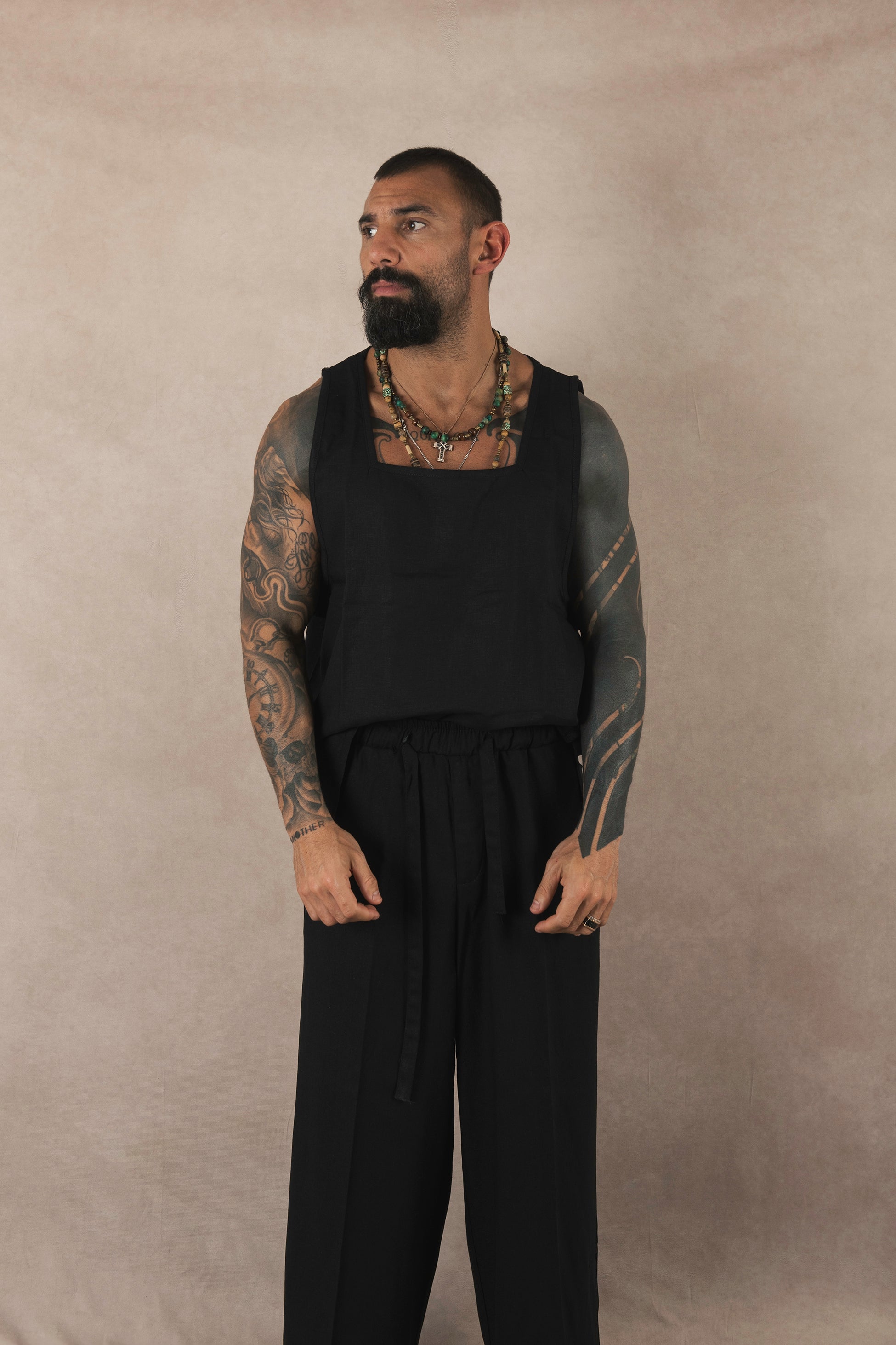 Black Linen Tank Top