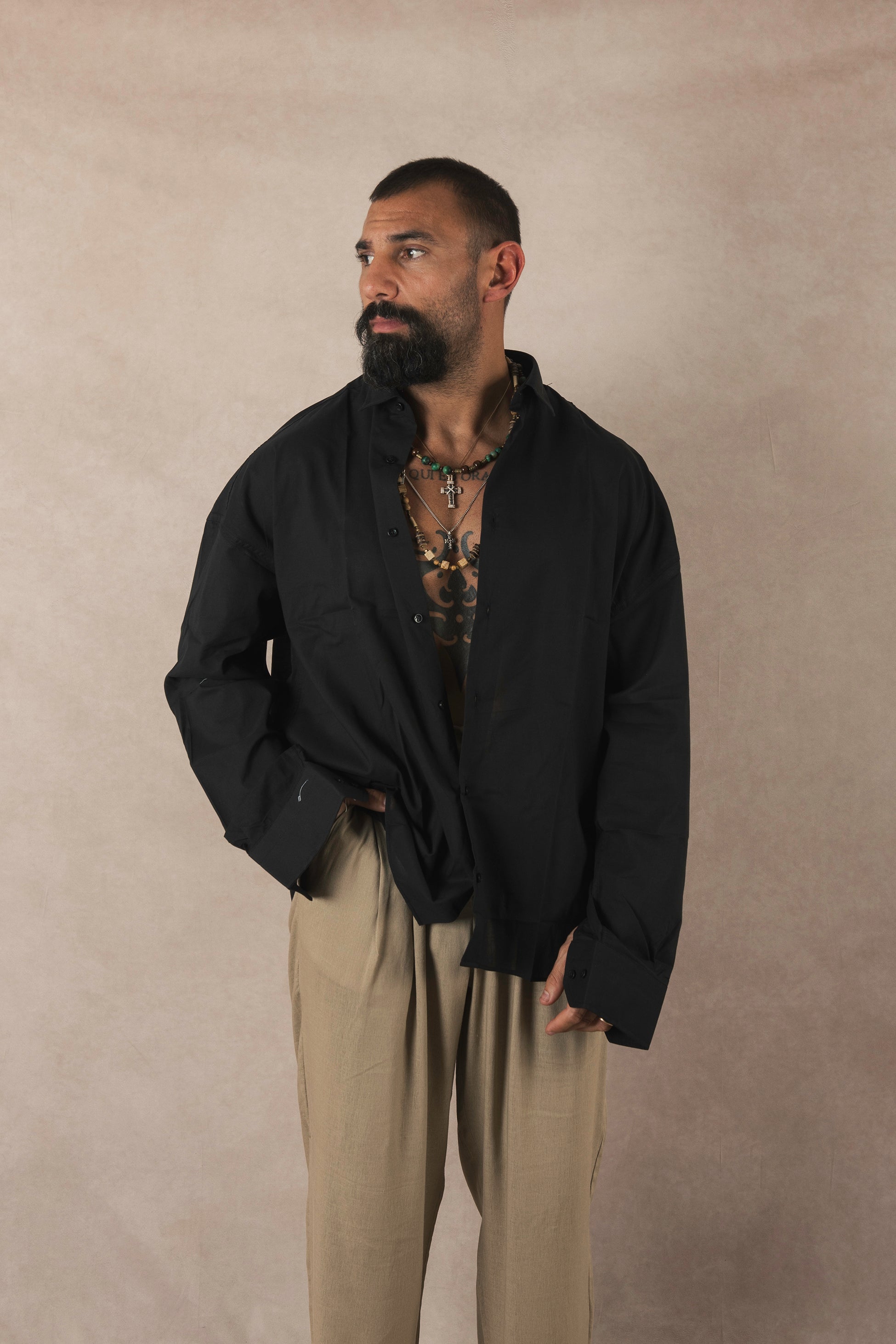 Camicia Oversize Cotone Nero