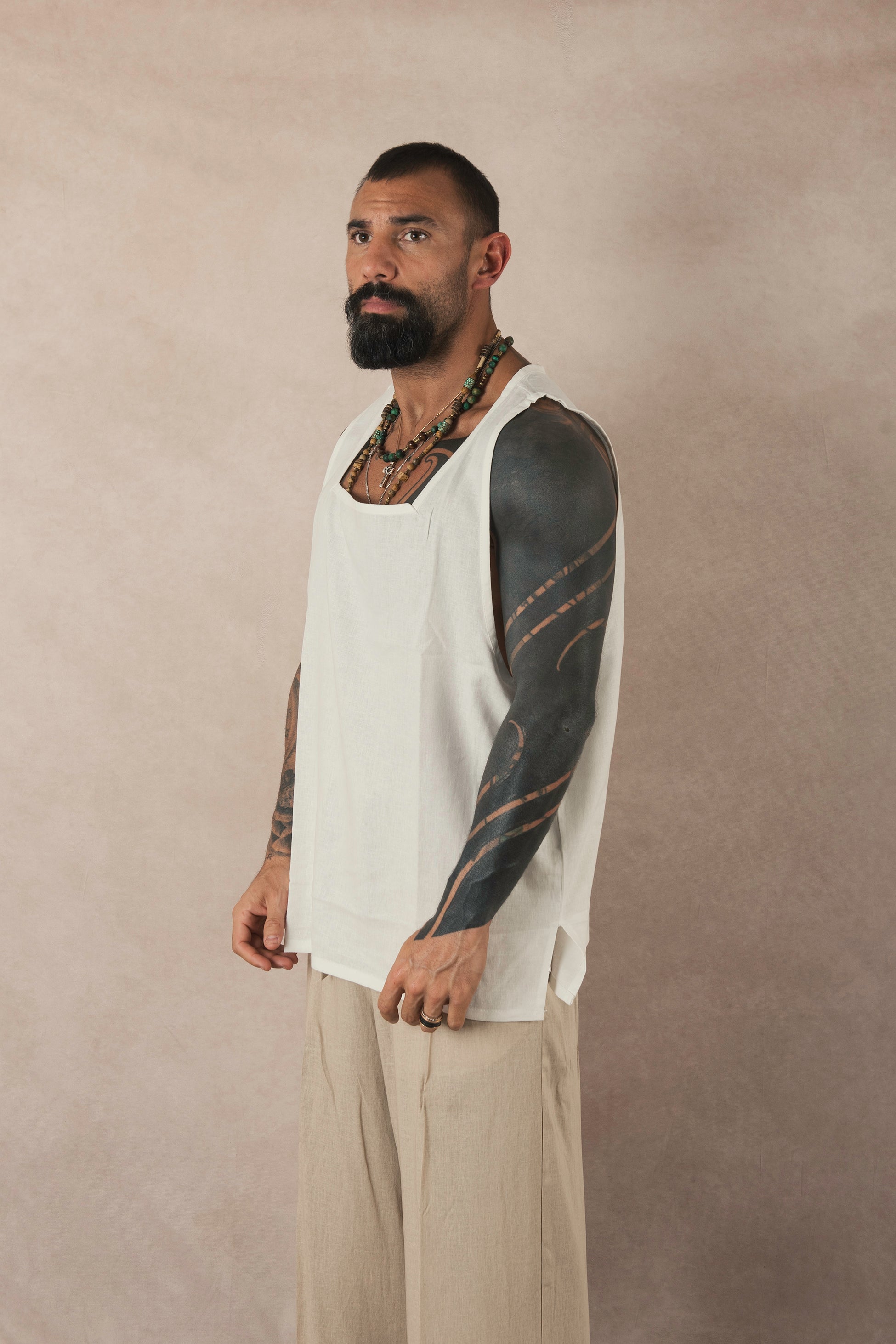 White Linen Tank Top