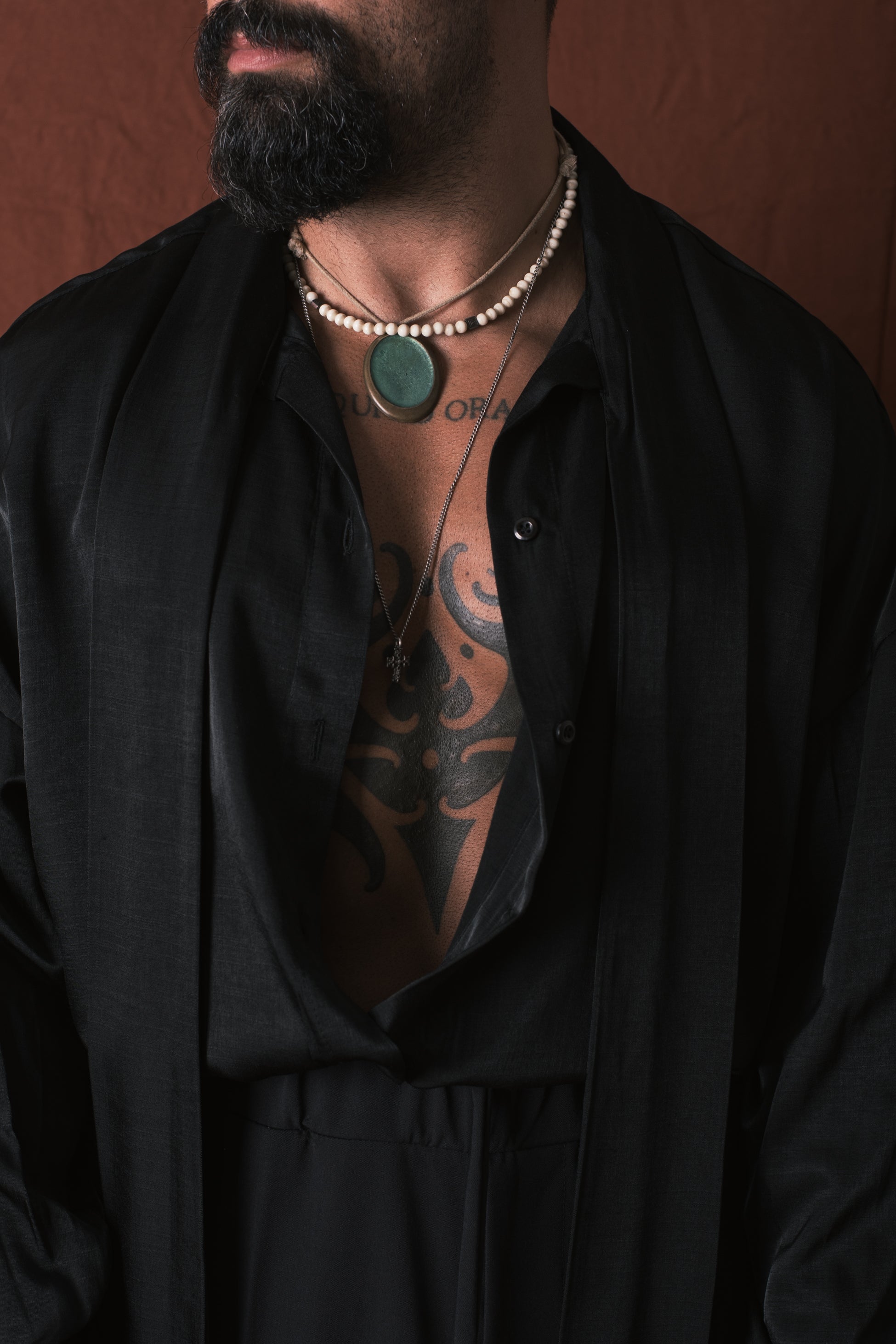 Camicia Con Foulard Nero