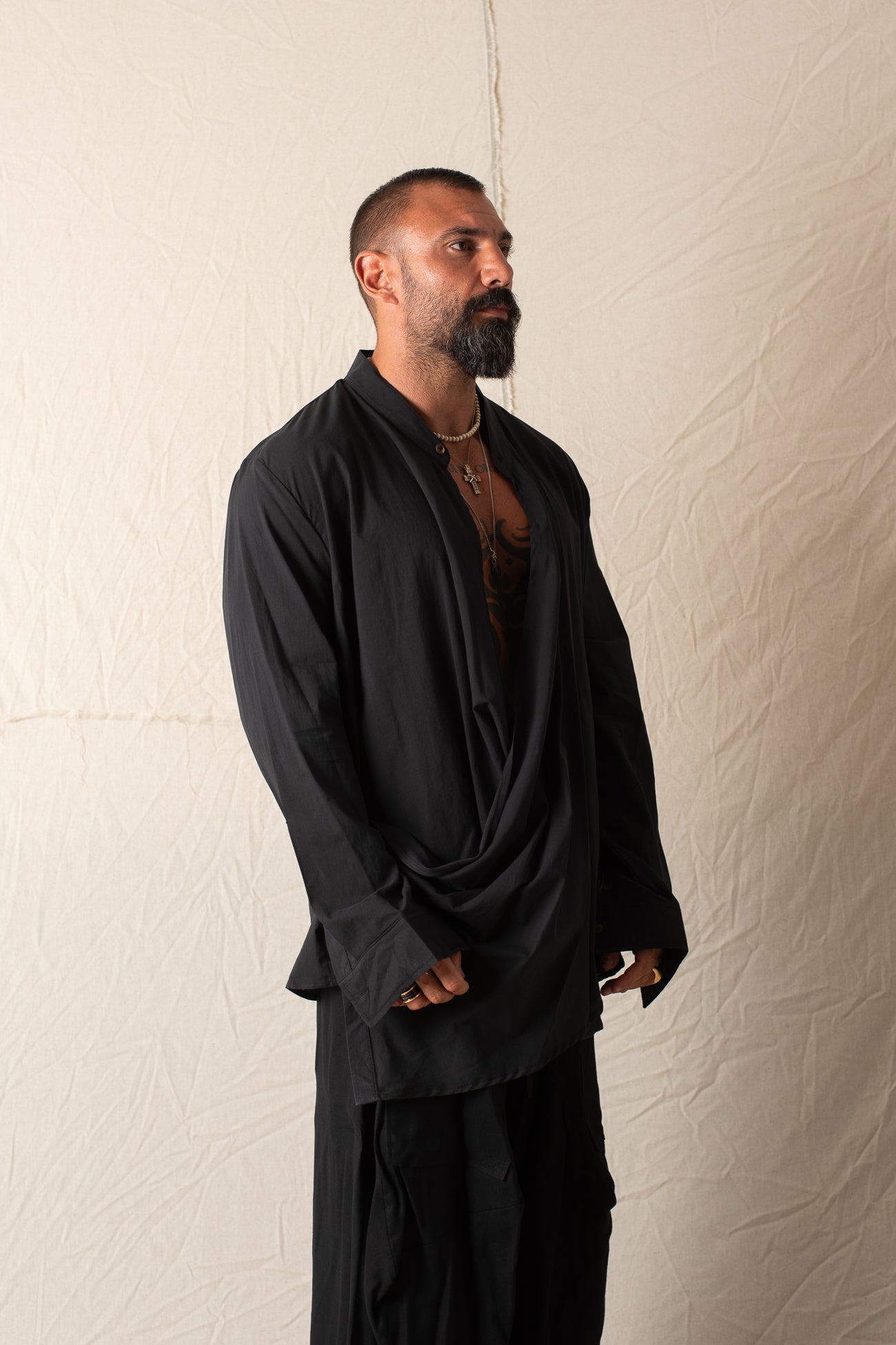 Camicia Asimmetrica Nero