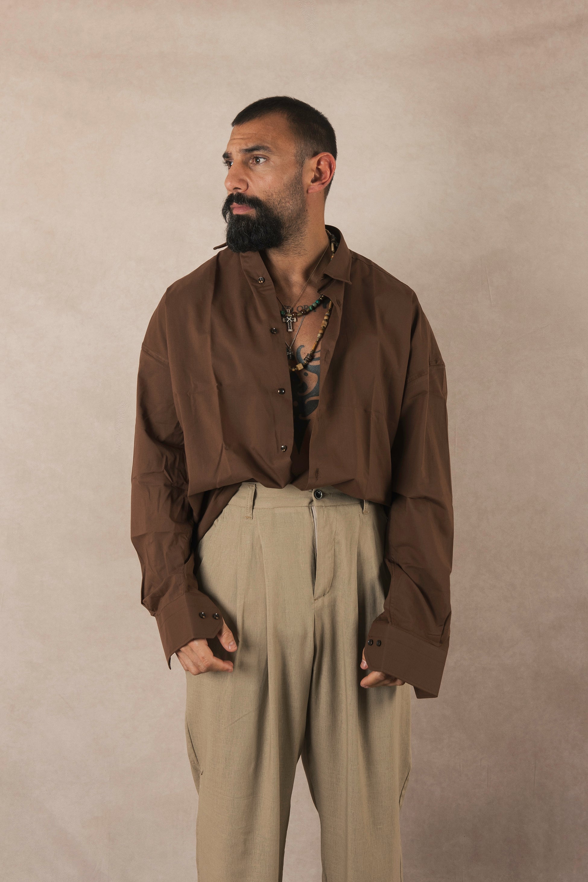 Oversized Cotton Shirt Moro