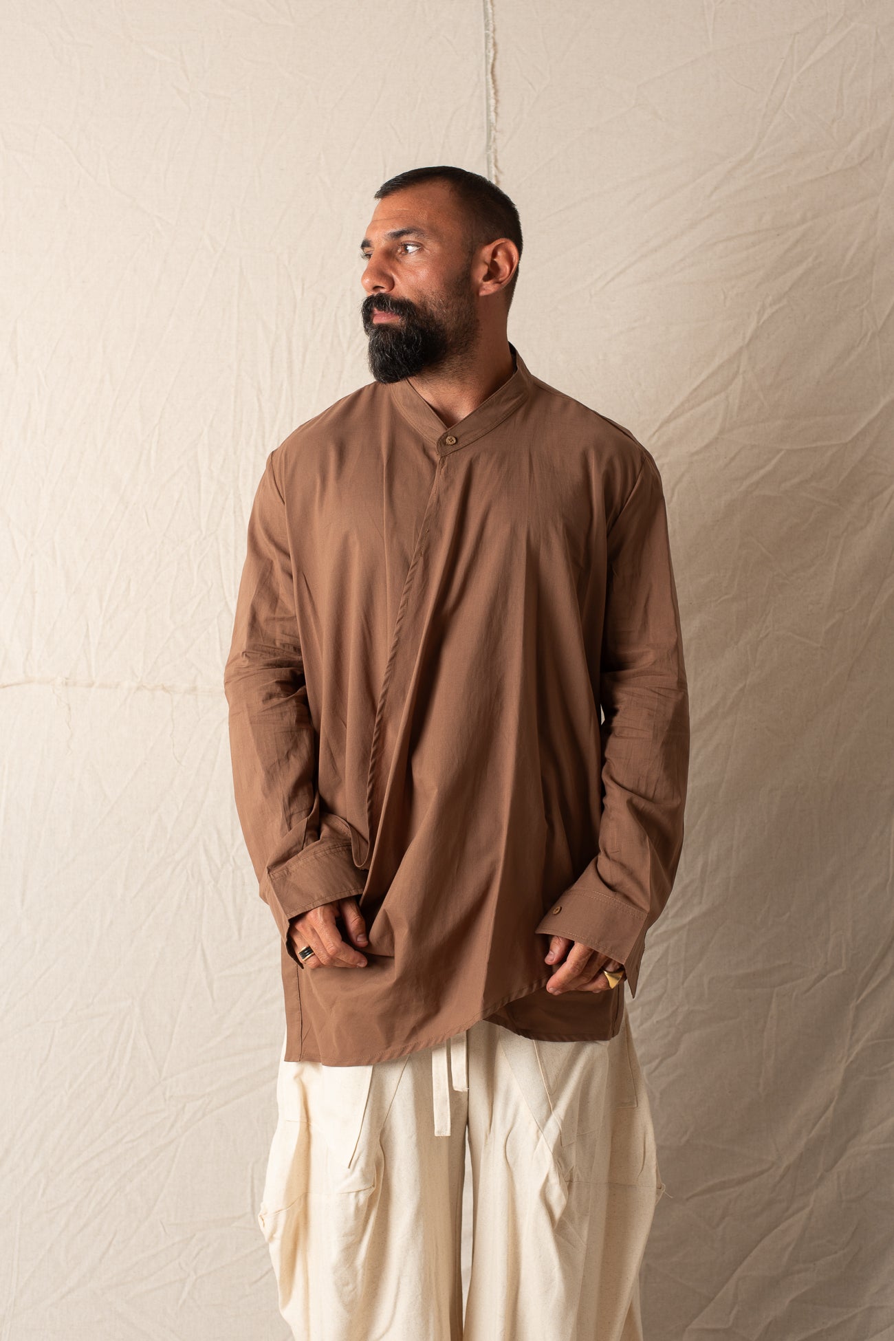 Camicia Asimmetrica Beige