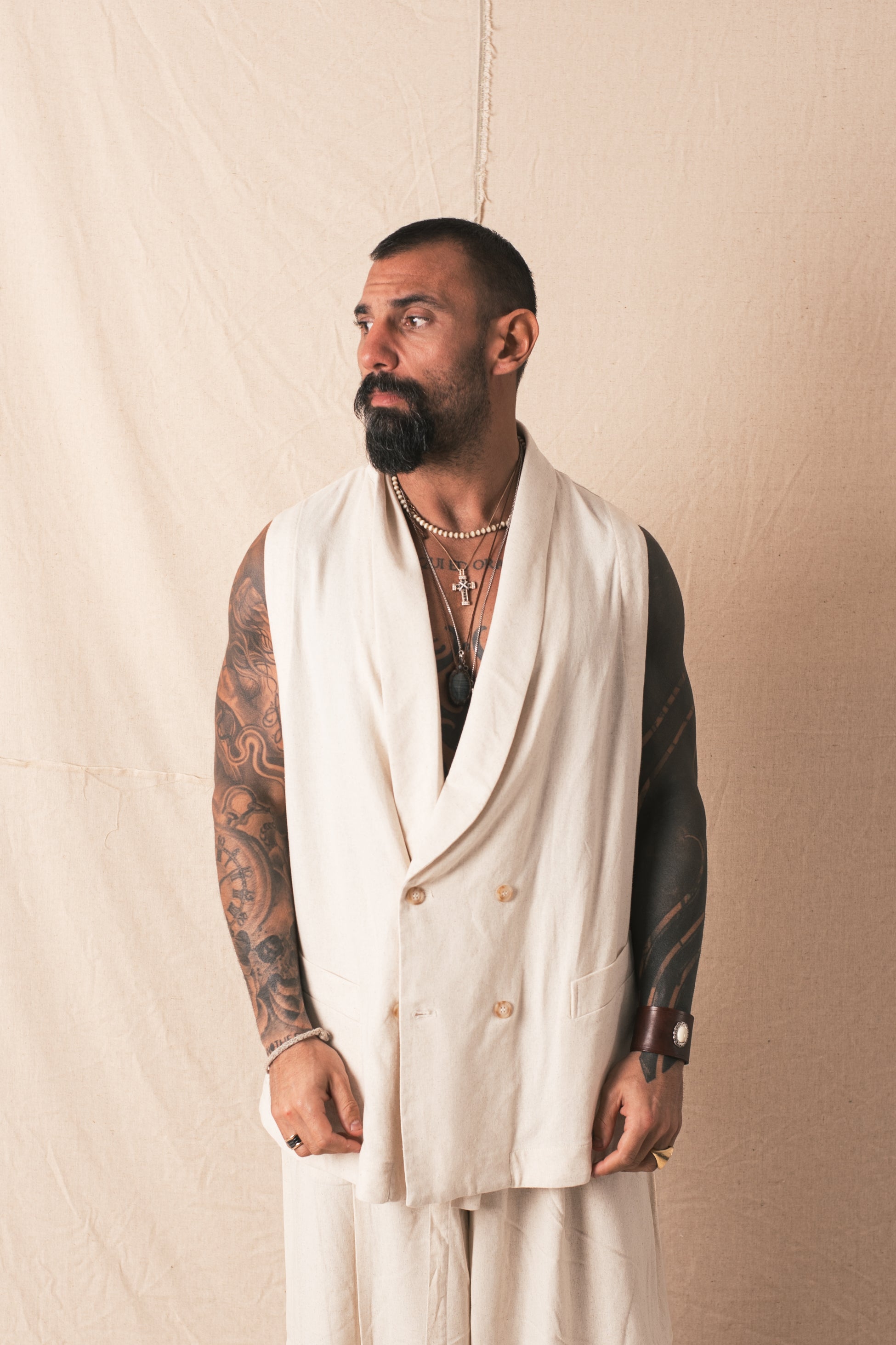 Smanicato DoppioPetto Naturale In Lino