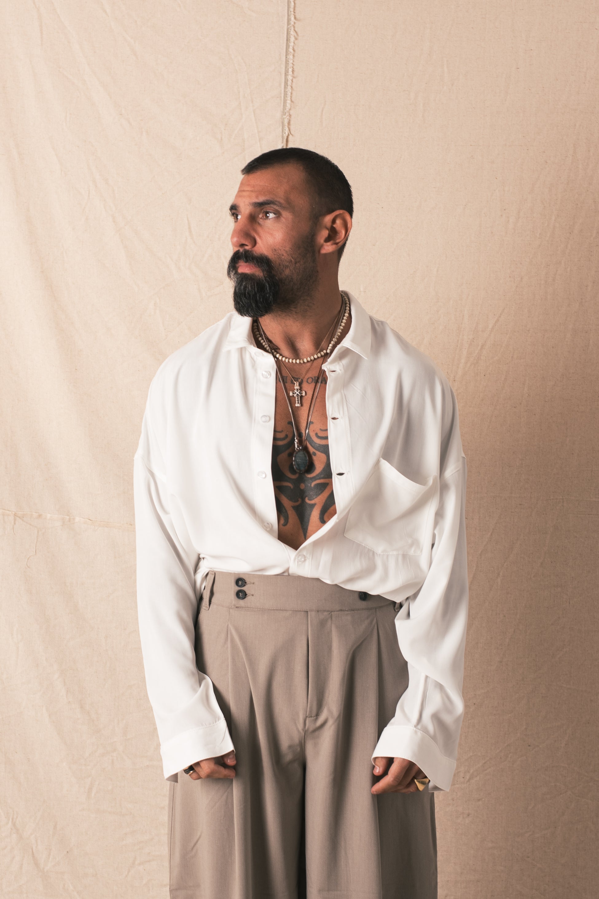 Camicia Oversize Viscosa Bianco