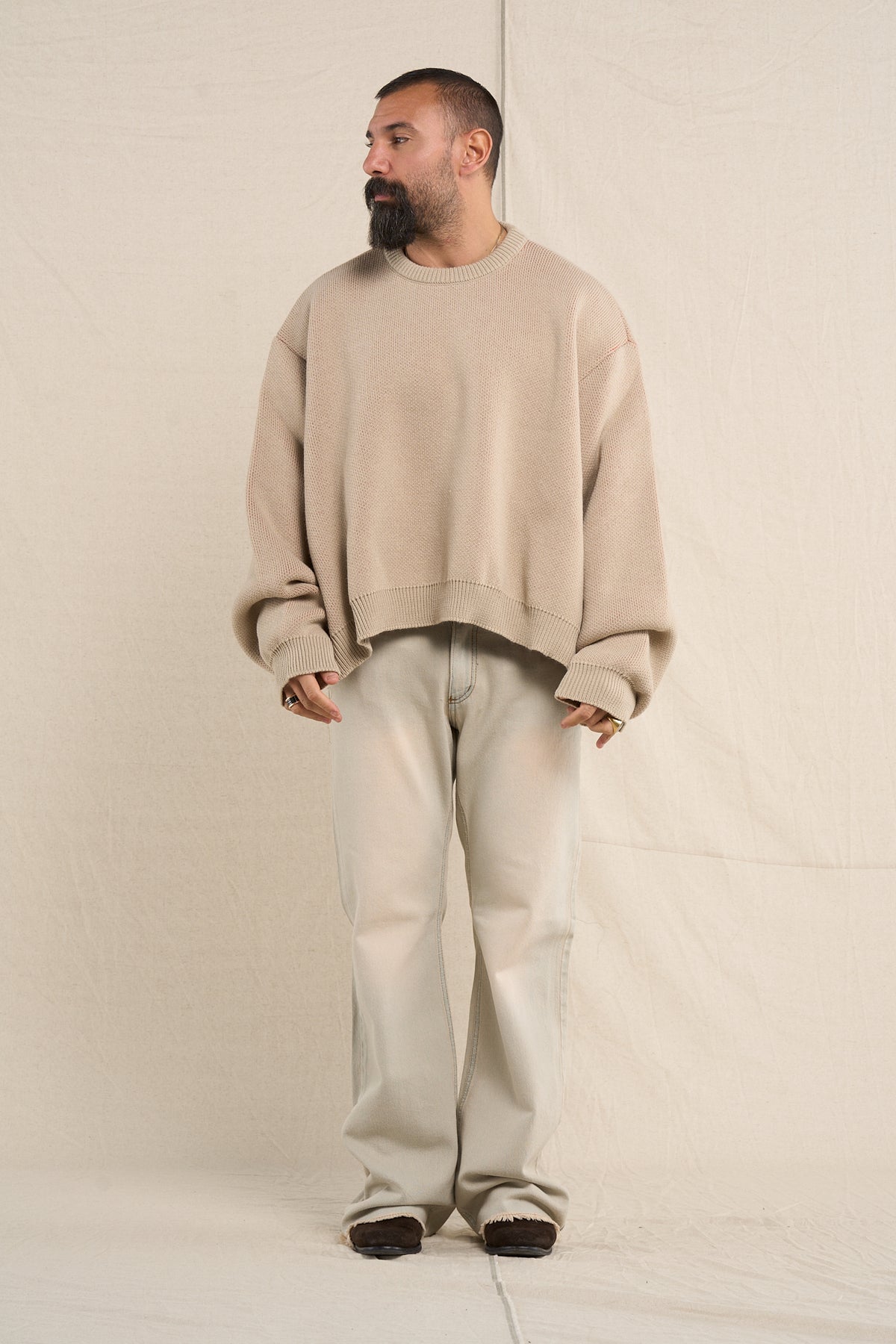 Maglione BigOver In Lana Greige