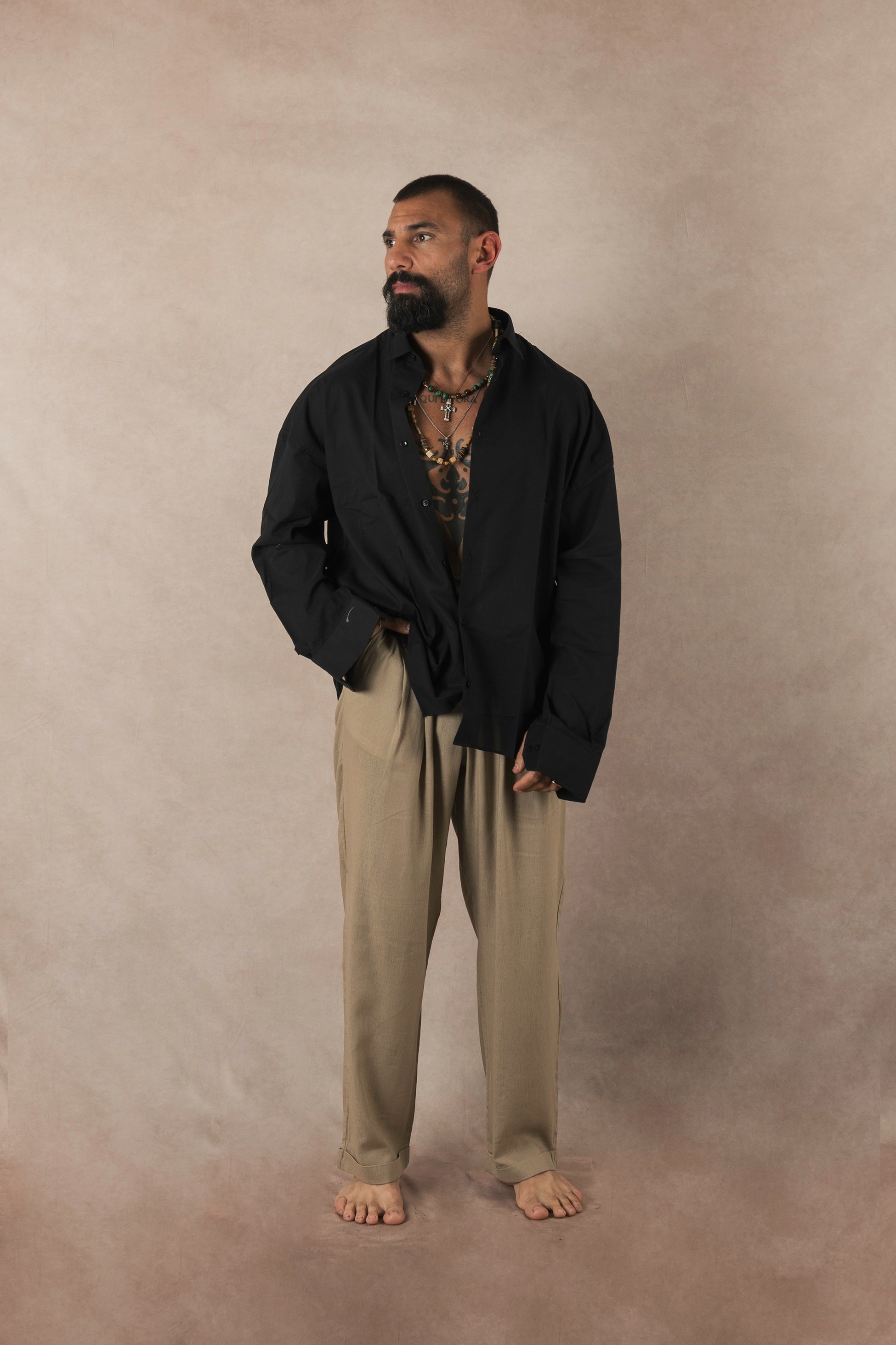 Camicia Oversize Cotone Nero