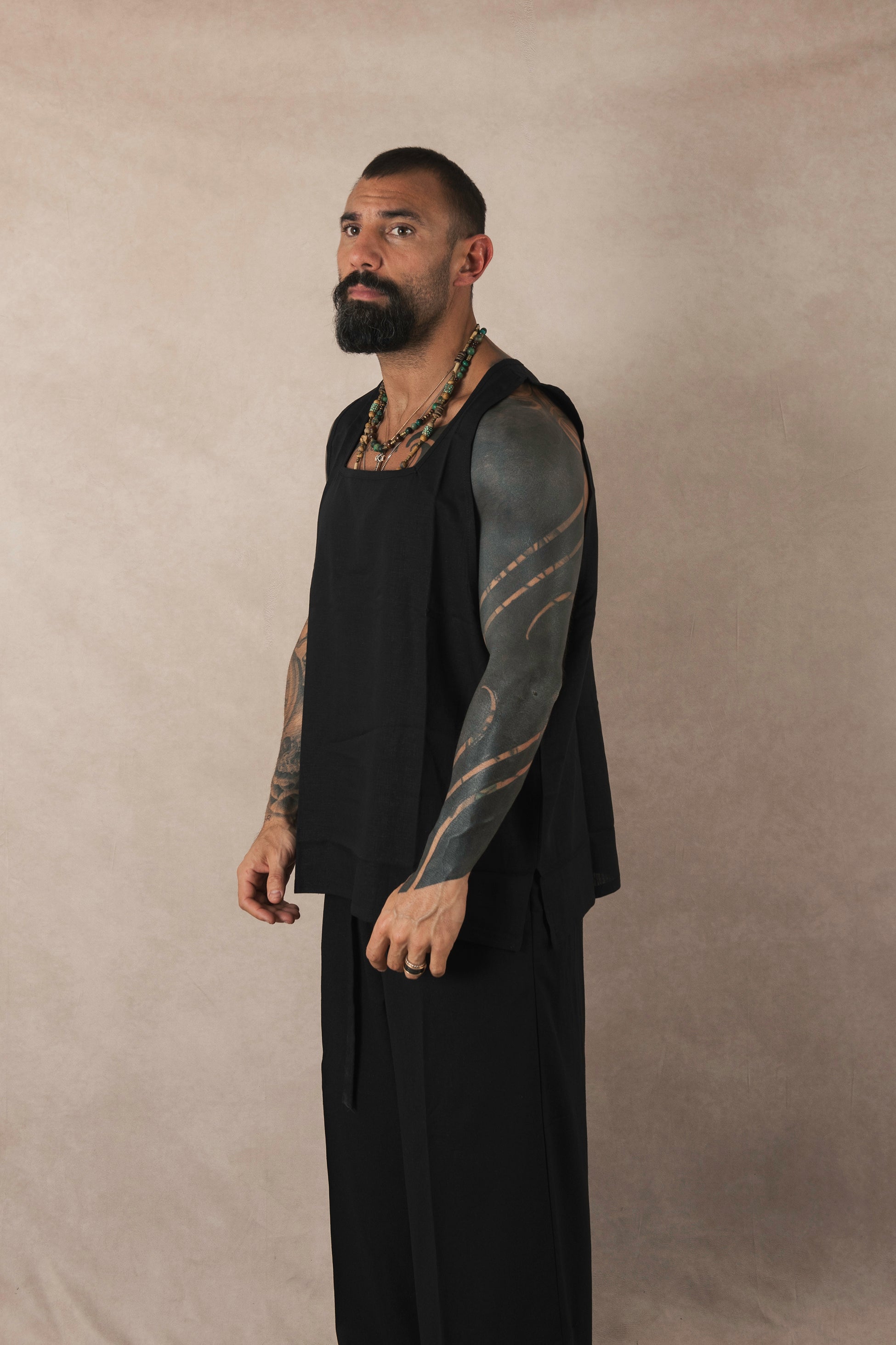 Black Linen Tank Top