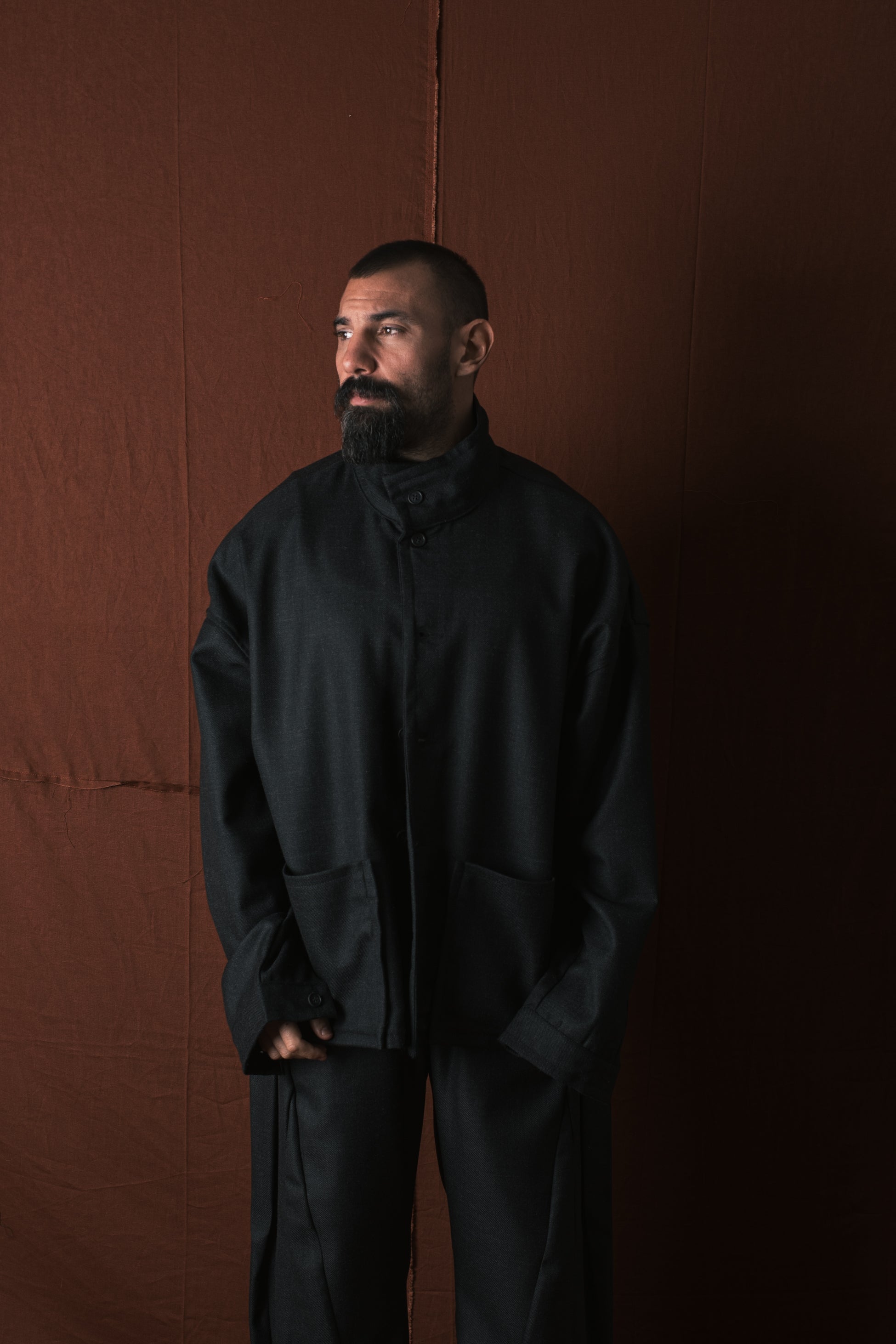 Giacca/Camicia In Lana Nero