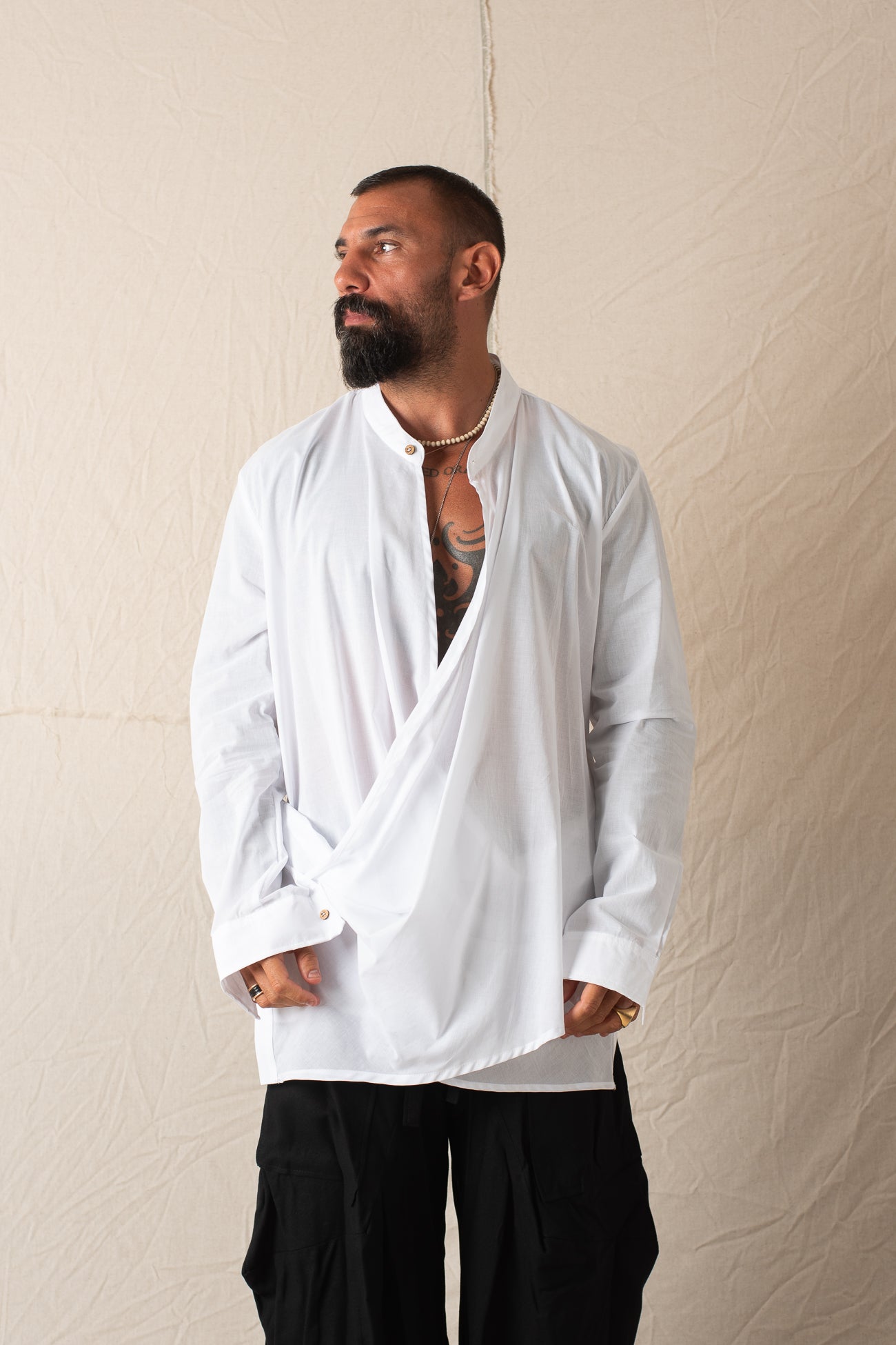 Camicia Asimmetrica Bianco