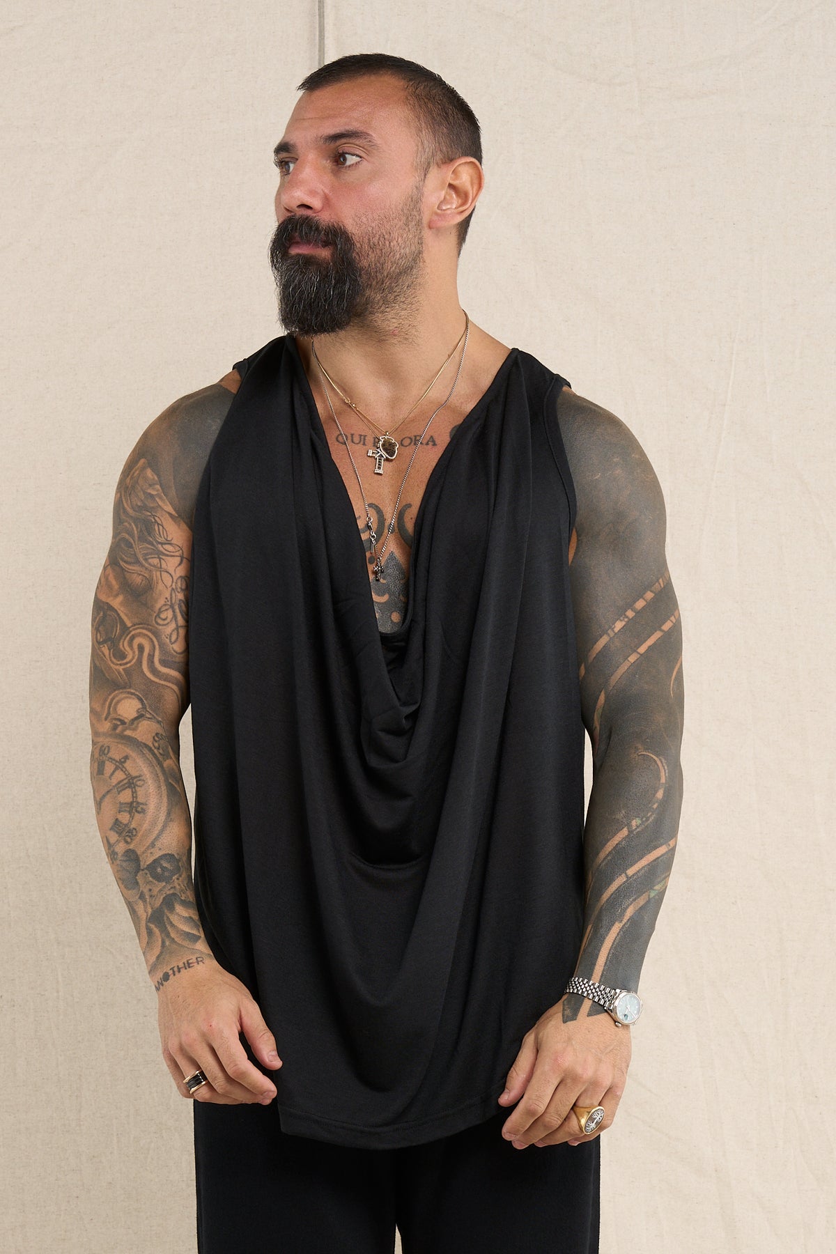 Camiseta de tirantes de punto negra