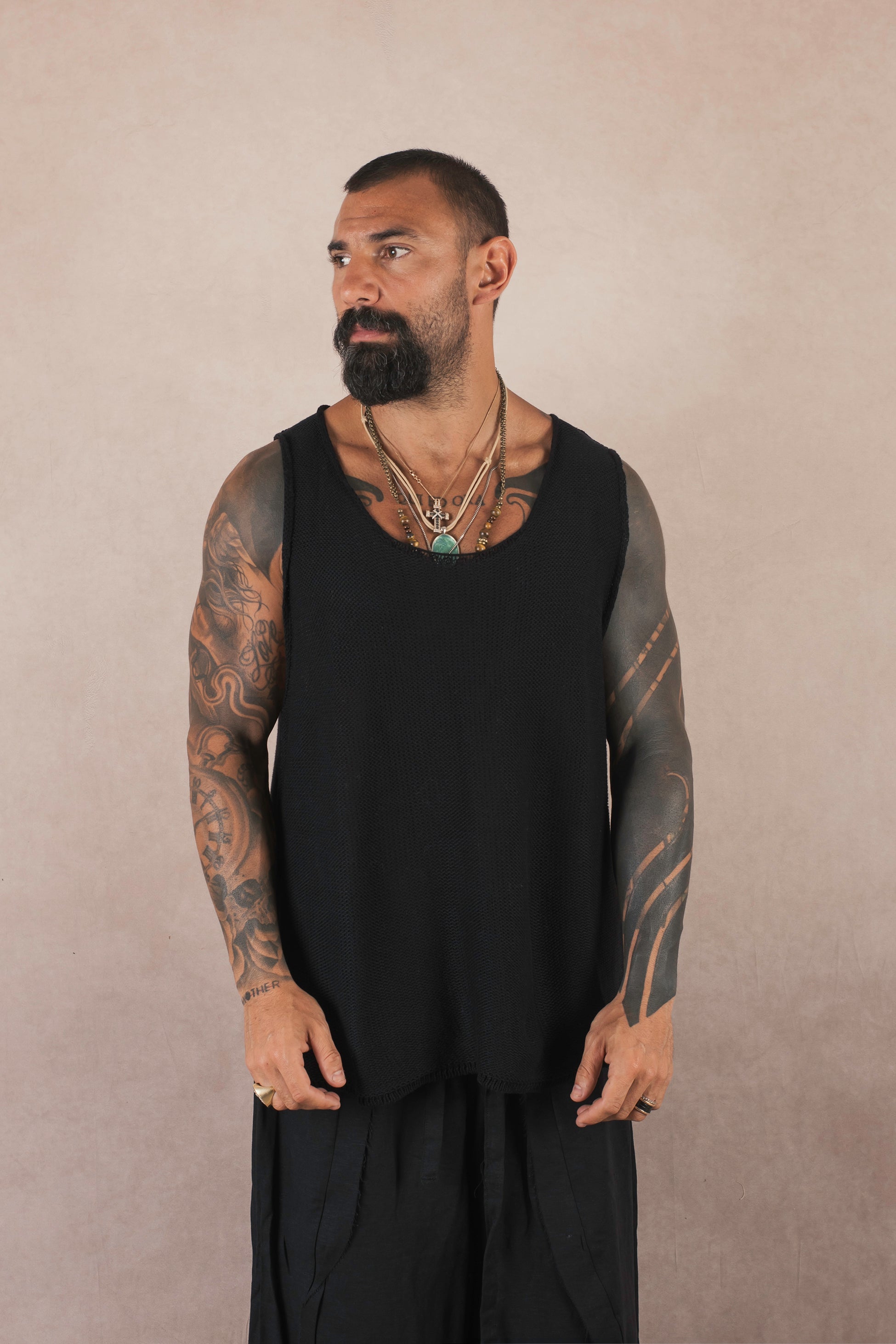 Canotta In Maglia Nero