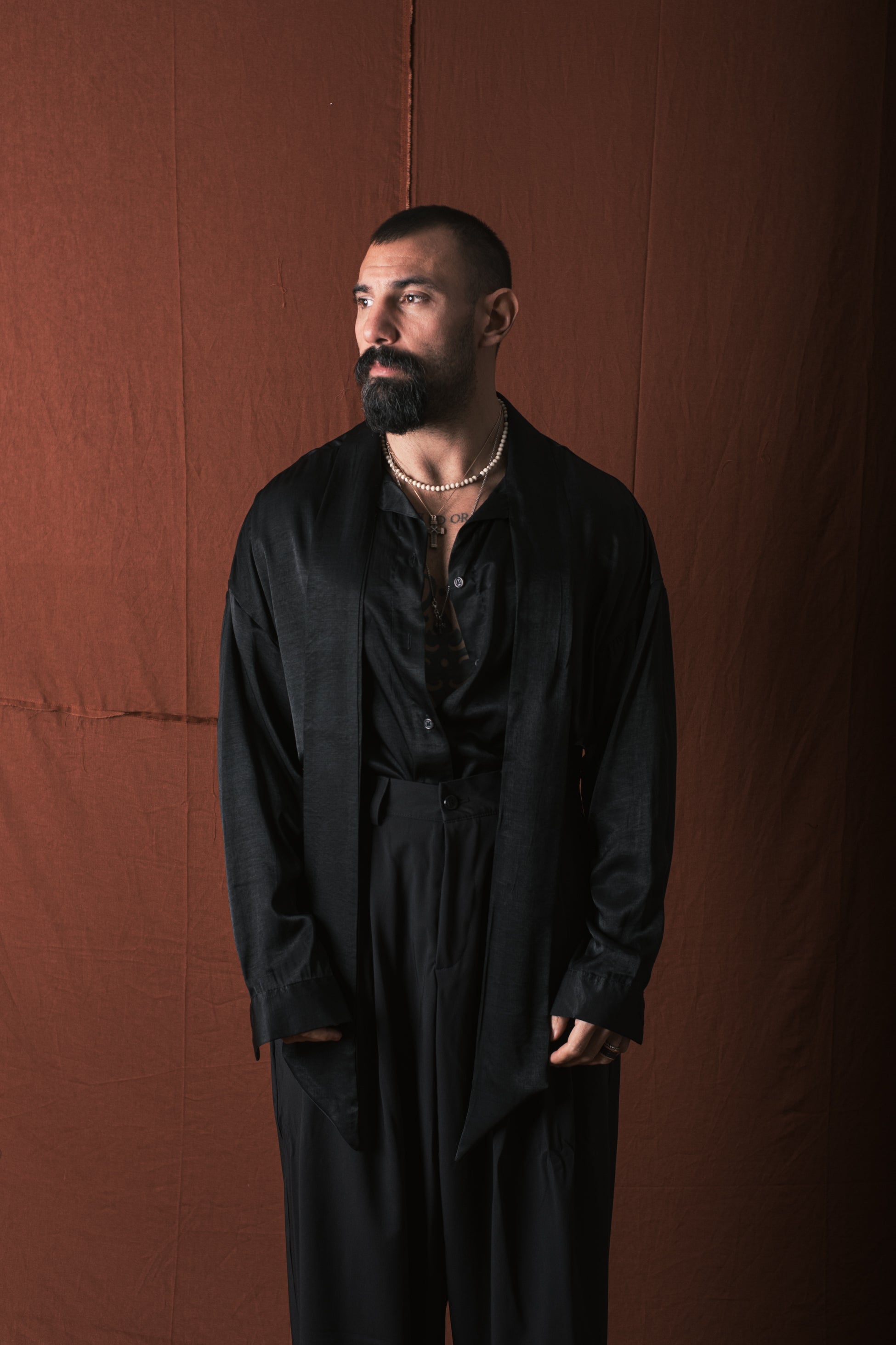 Camicia Con Foulard Nero