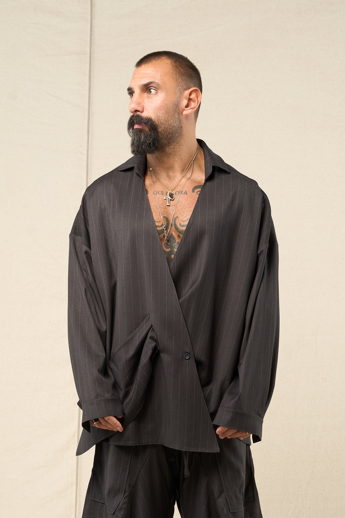 Blazer incrocio Gessato Antracite